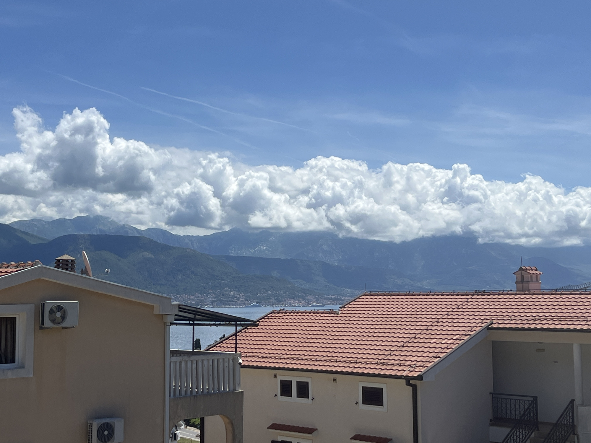 Morning views captured of Baošići residential area and bay