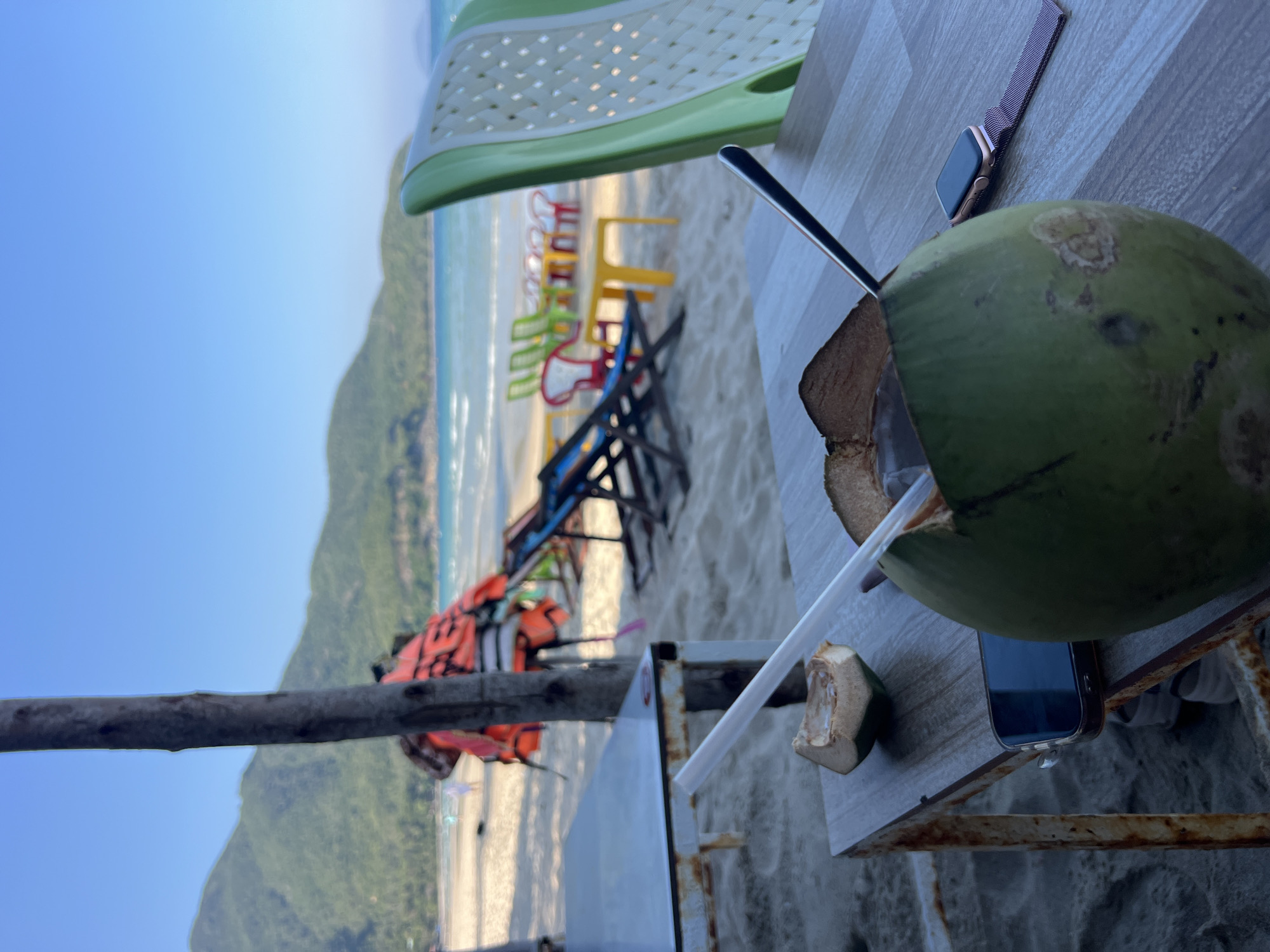 Beachside coffee and coconut drinks captured in Cam Làm Vietnam