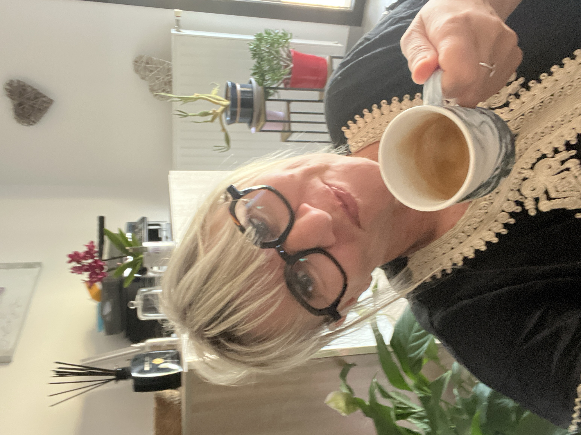 Quiet morning at home in Chambœuf, coffee in hand