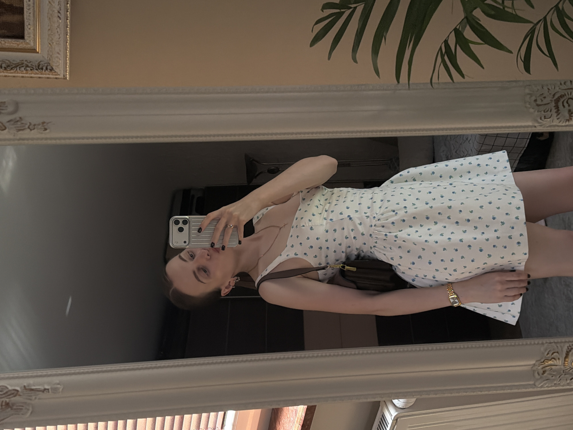 Mirror selfie series, floral dress and accessories, Gorzów