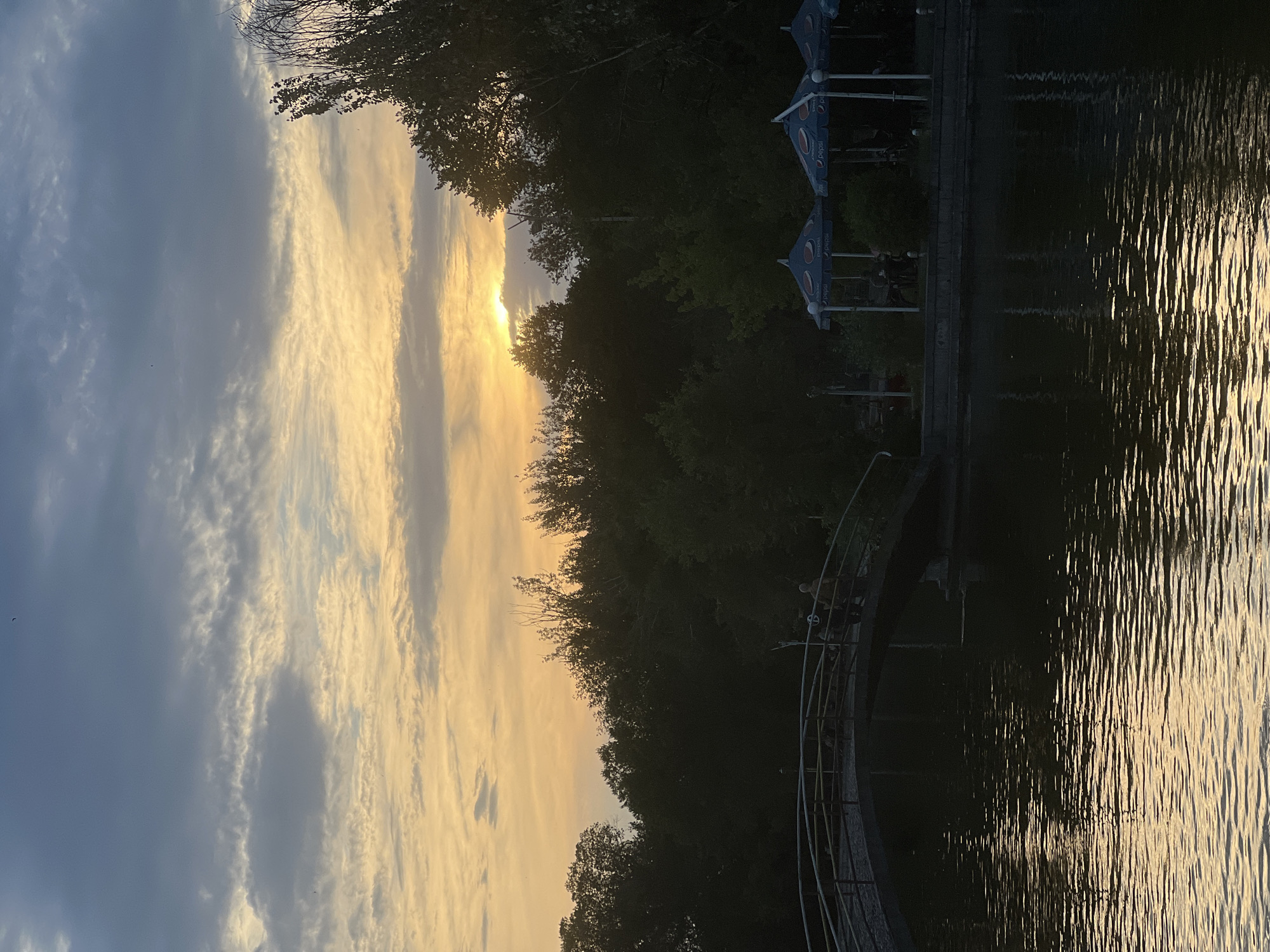 Sunset at a Yerevan lakeside park, Venice cafe nearby