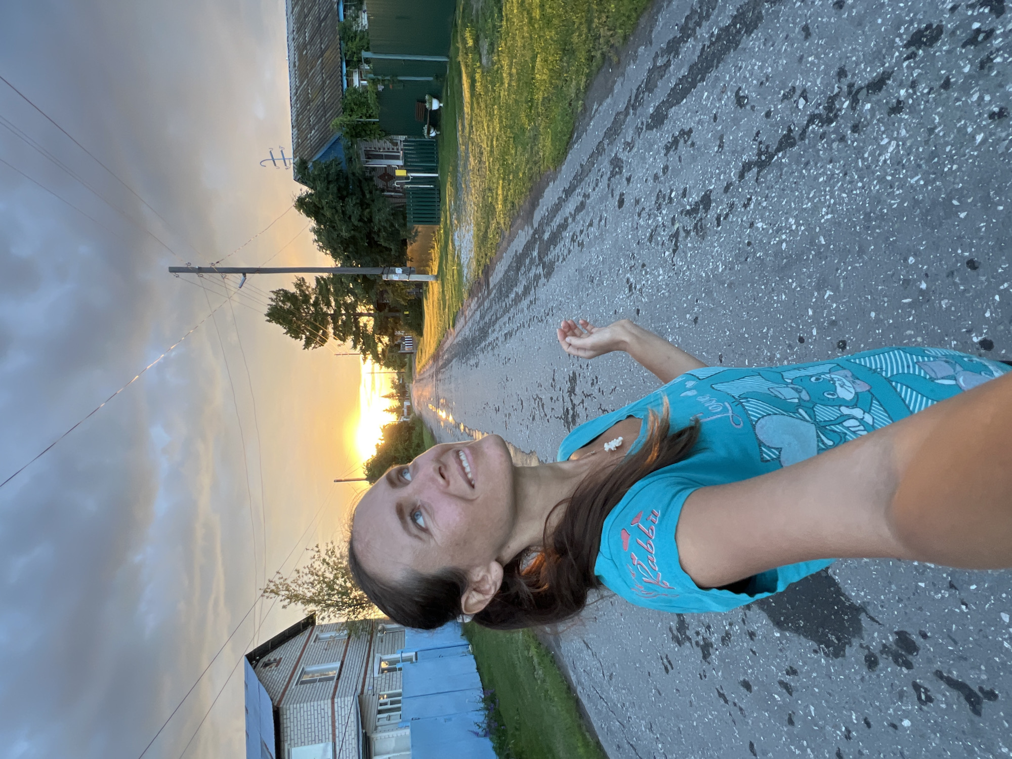 Dusk in a Russian village — wet roads and silhouetted skies