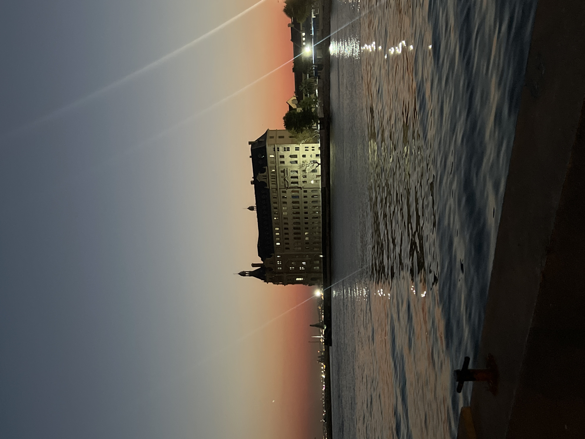 Haydarpaşa Station glows at dusk on the Istanbul waterfront