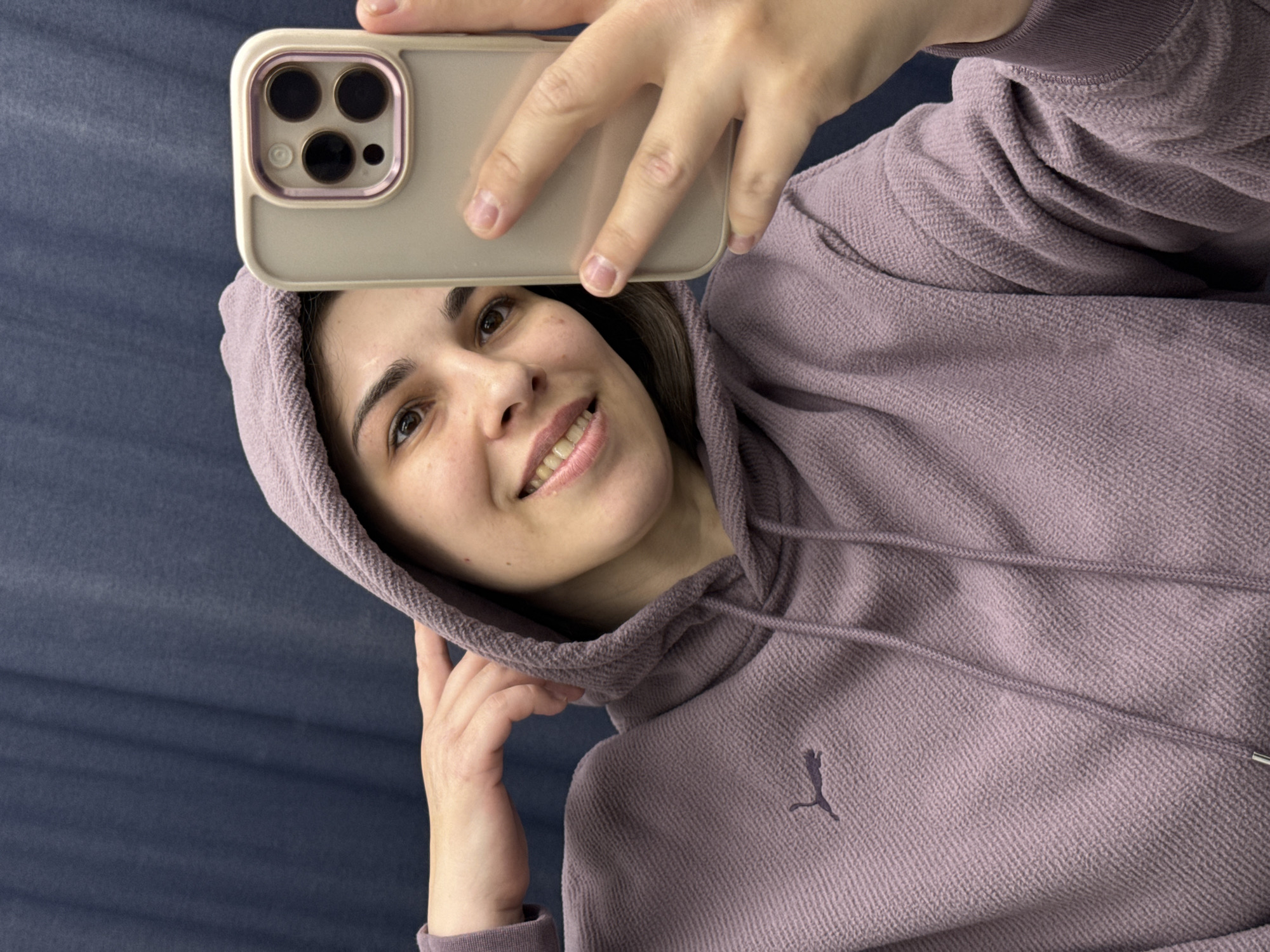 Woman takes selfie in Krasnoyarsk sports store