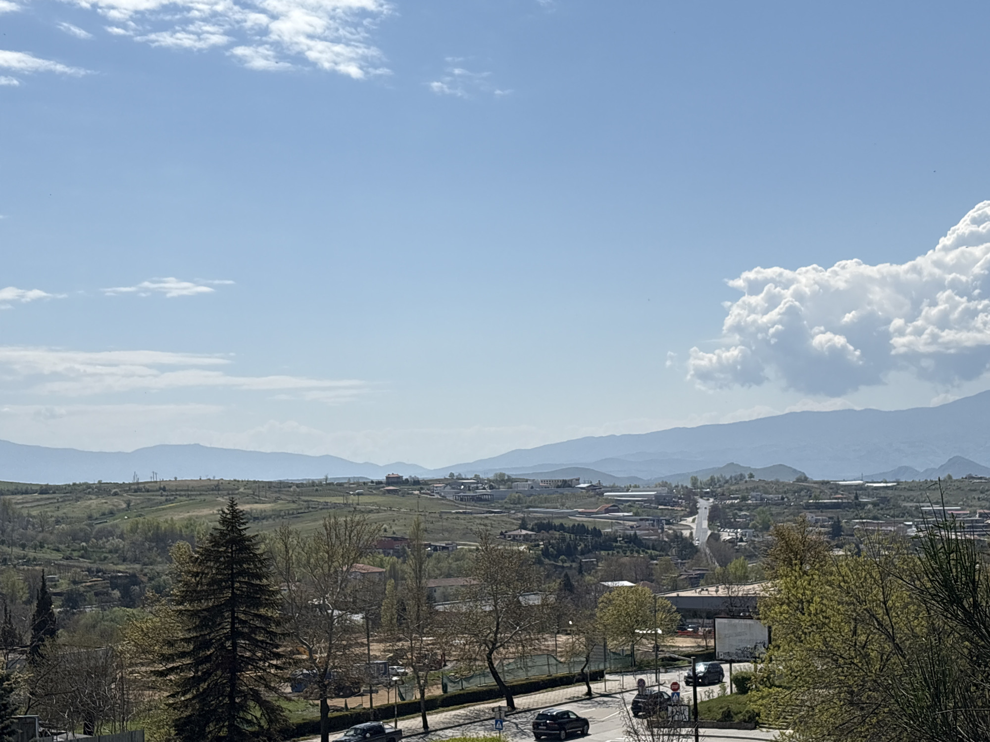 Daytime traffic scene captured in Sandanski, Bulgaria