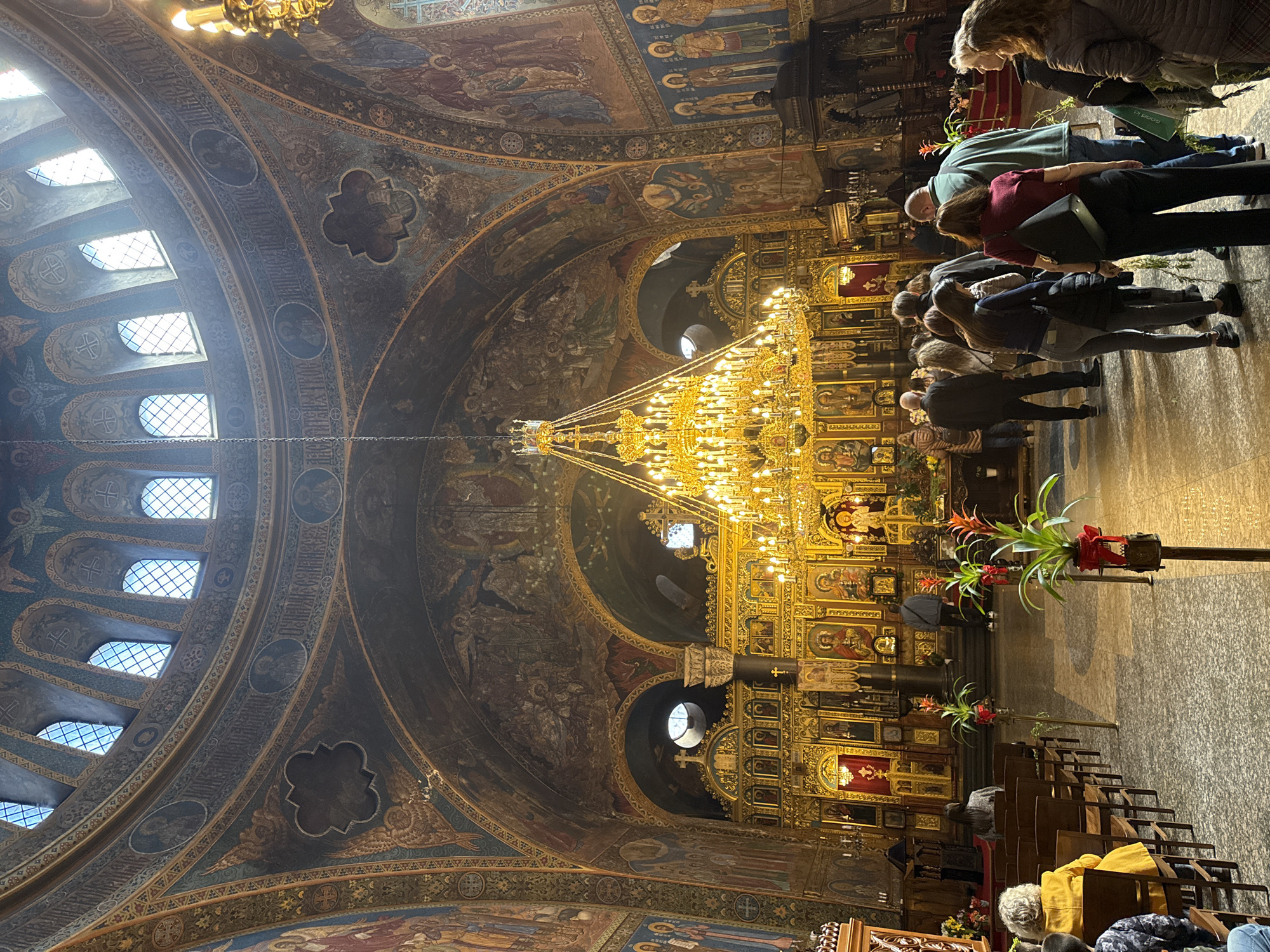 Church interior with ornate religious decorations documented in Sofia