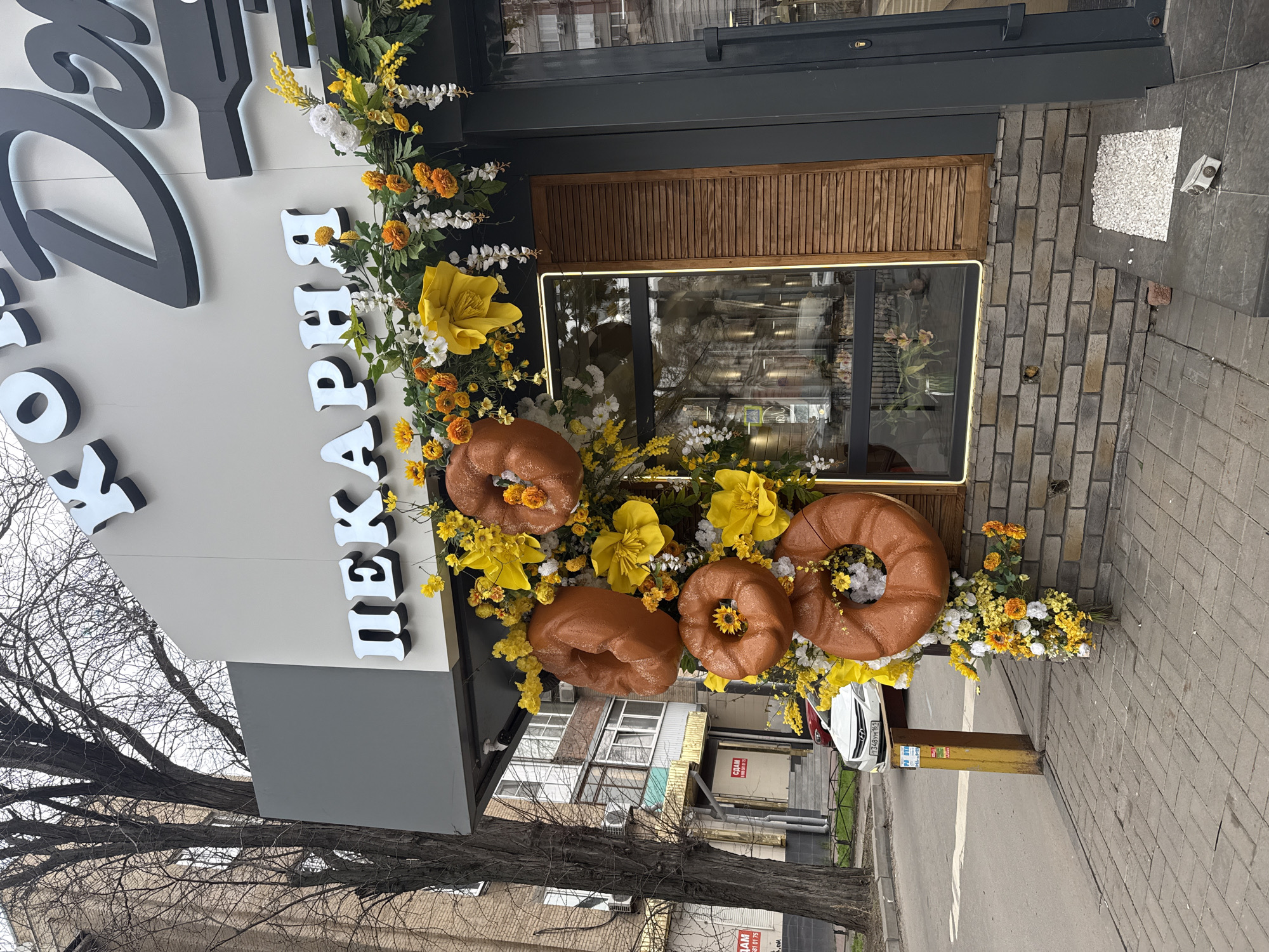 Decorated building entrance and street scenes documented in Rostov-on-Don