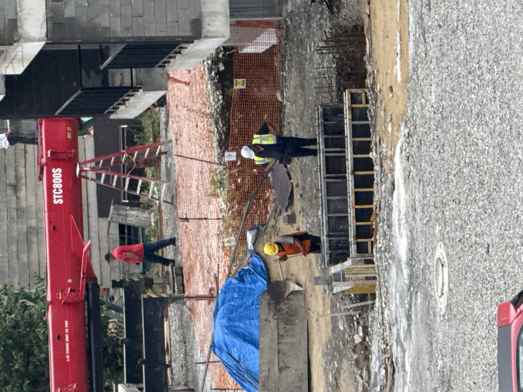Construction underway in Tbilisi, crane and crew on site
