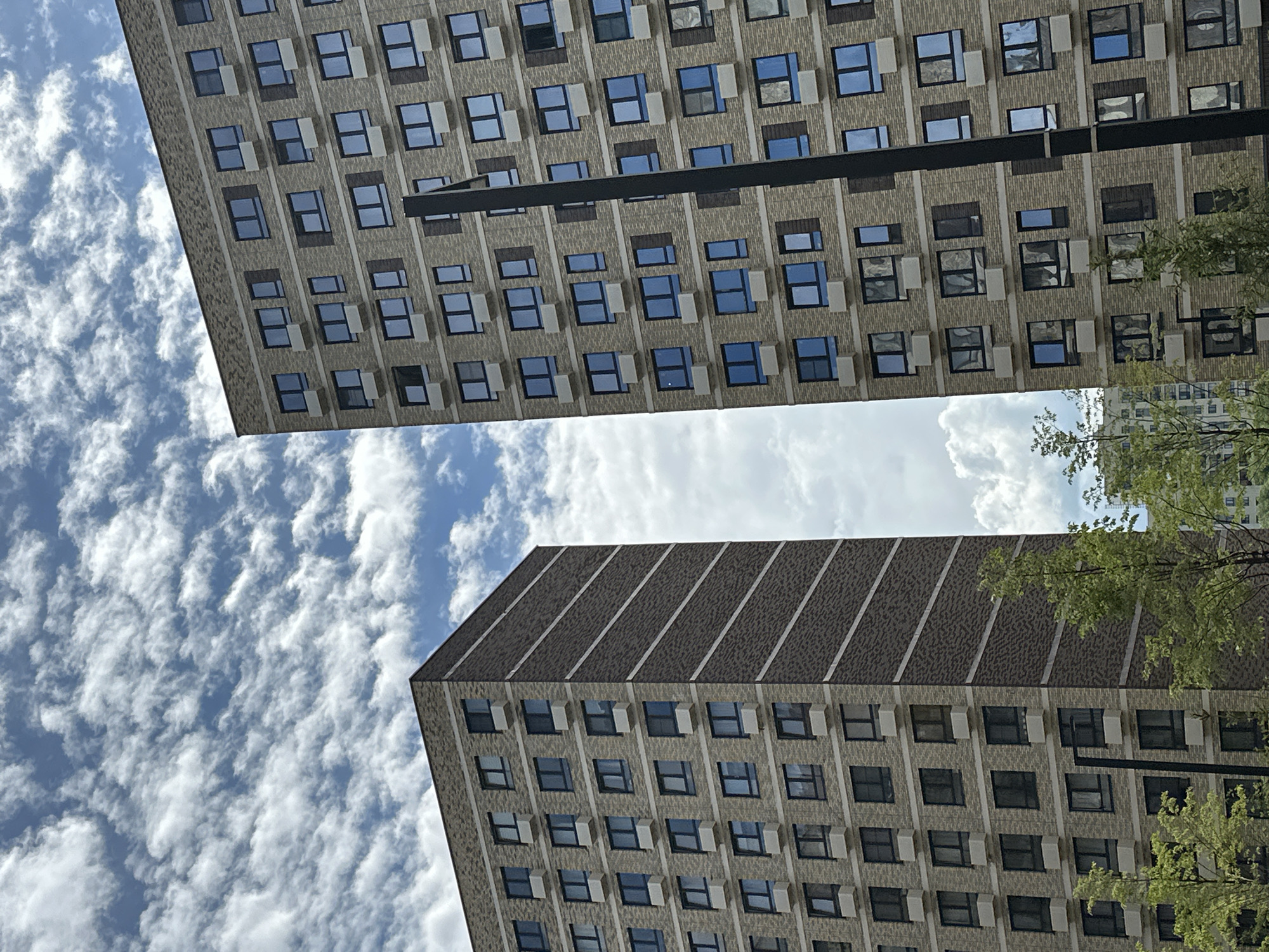 Morning life in a modern Moscow-area residential district