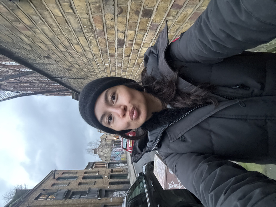 London photographer captures selfie and weathered brick wall