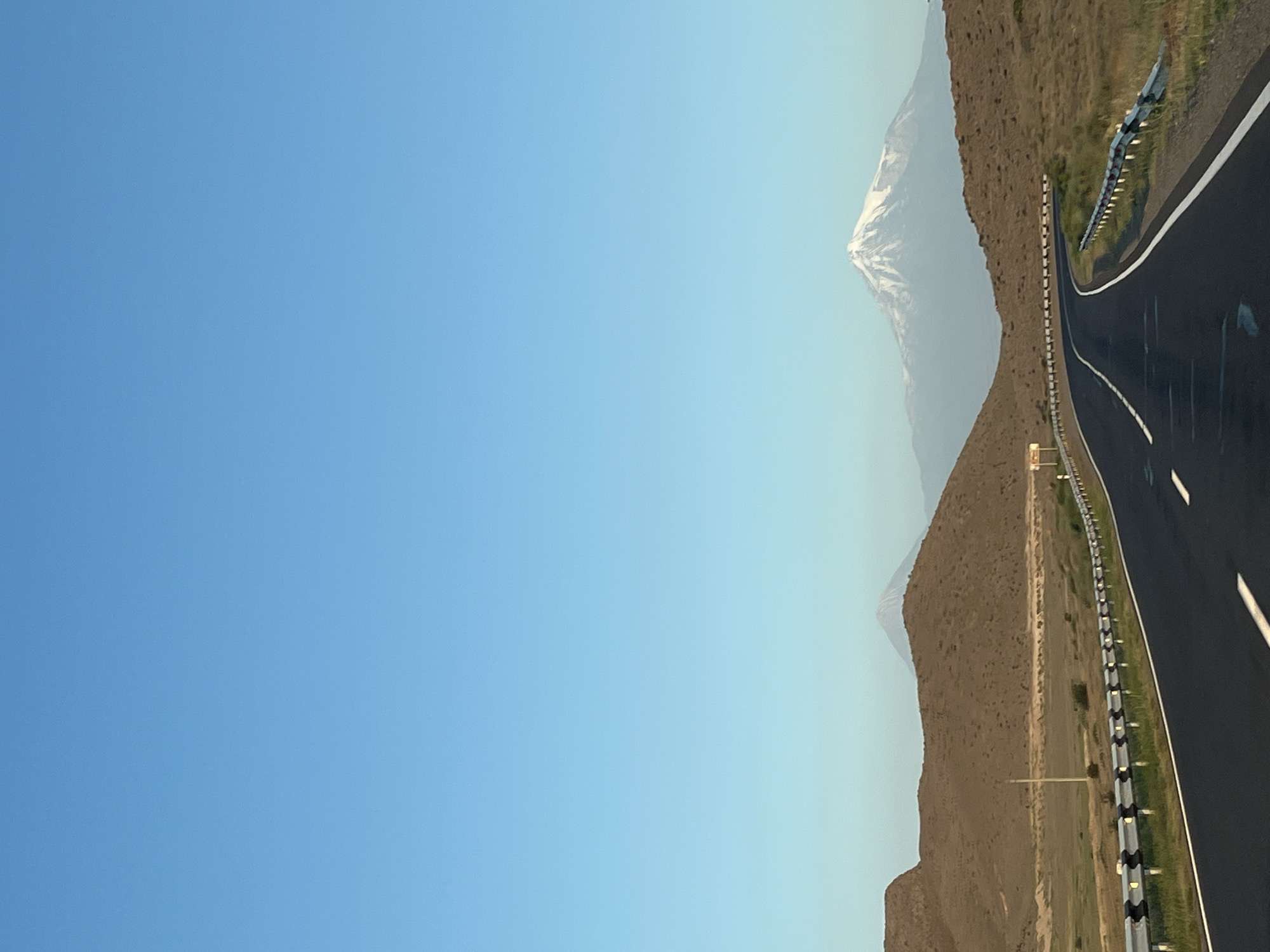 Mount Ararat's twin peaks from an Armenian roadside