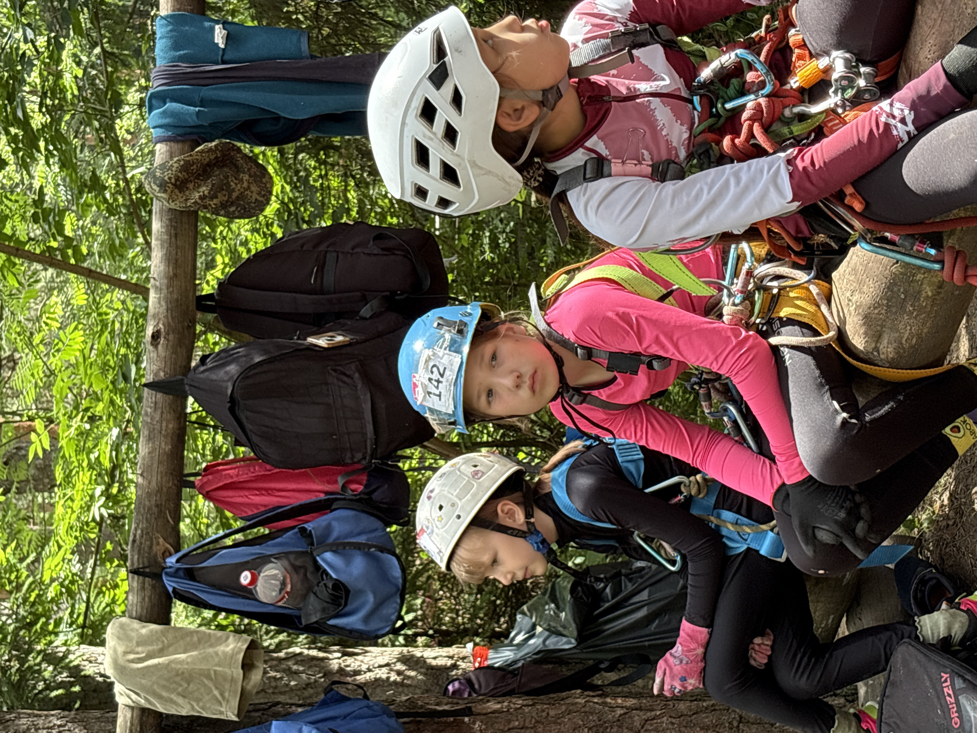 Climbing group preps in the forest outside Chaikovsky