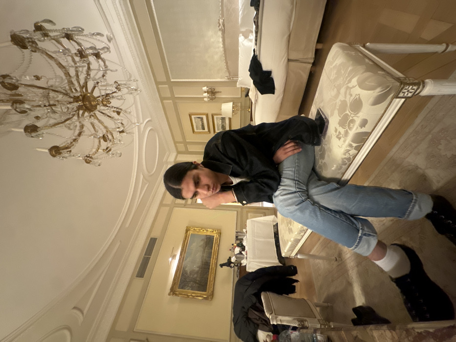 Late-night luxury hotel scenes documented across central Paris