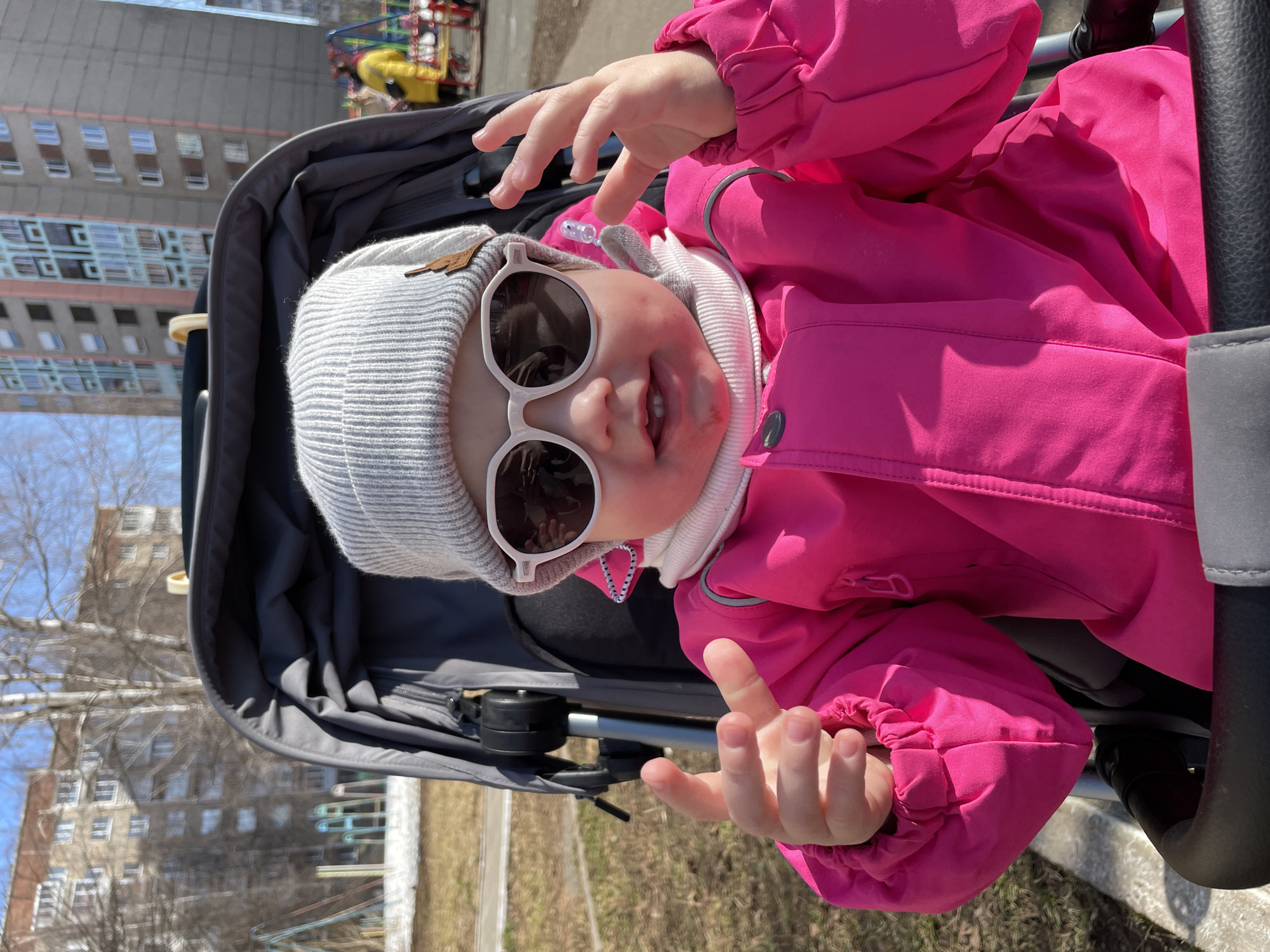 Mother and child enjoy outdoor moment in Izhevsk park