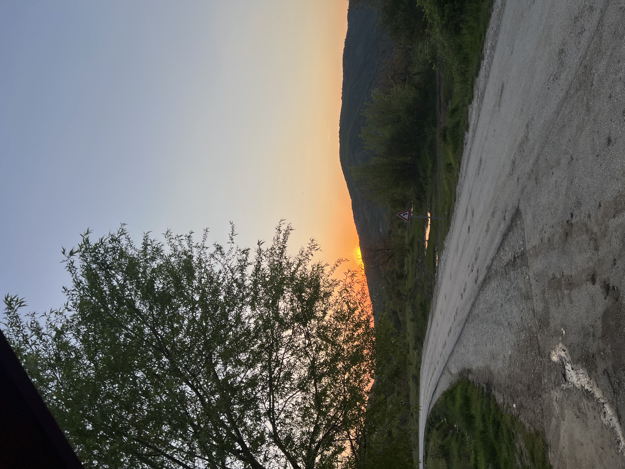Sunset road scene documented in Galabovo, Bulgaria