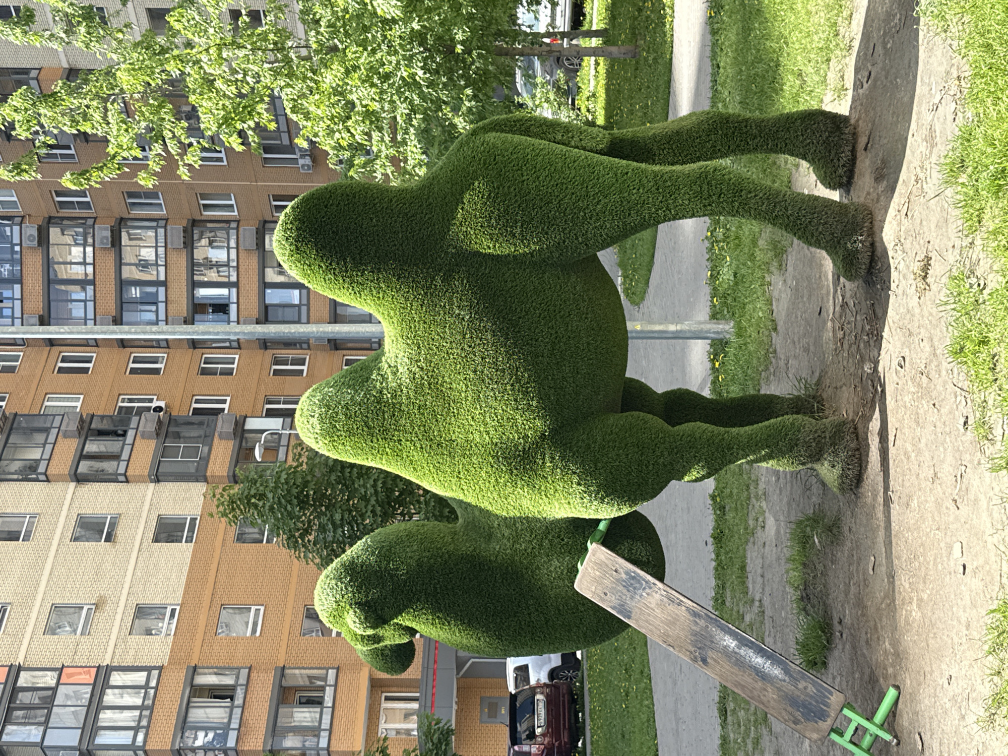 Topiary sculptures displayed in Lyubertsy public space