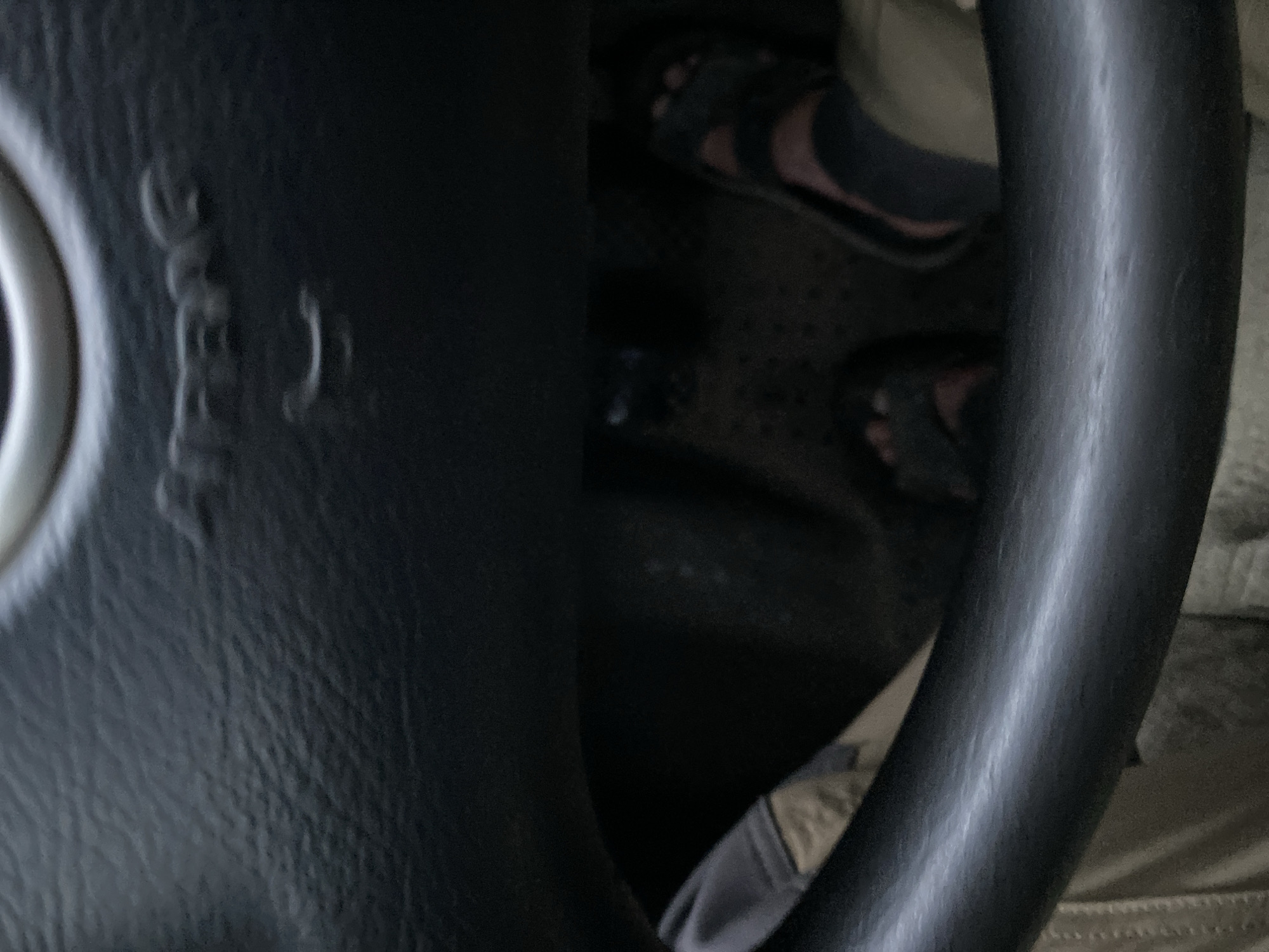 Driver documents rainy evening journey through wooded roads
