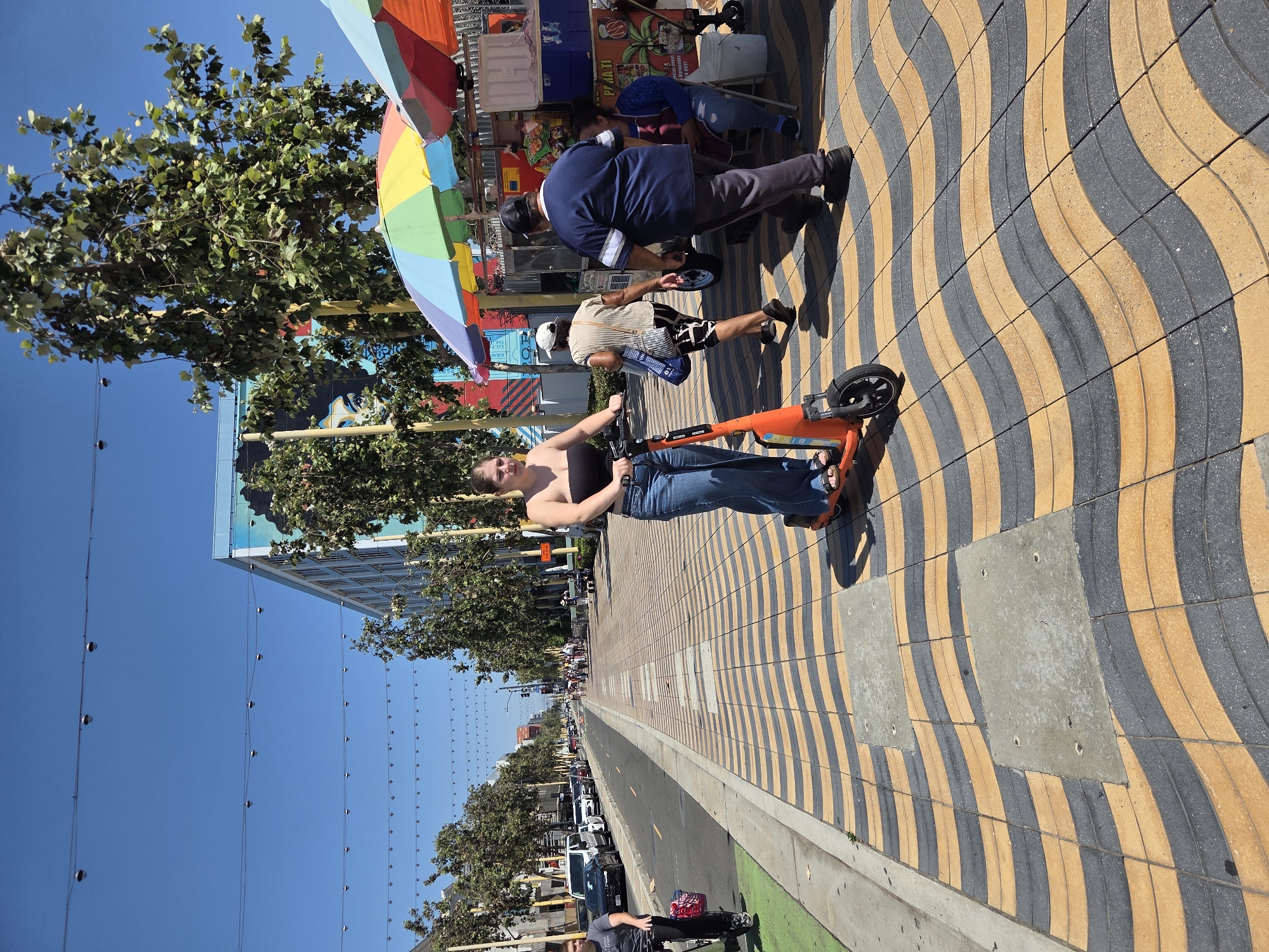 Everyday street life along Santa Monica's boardwalk and crosswalks