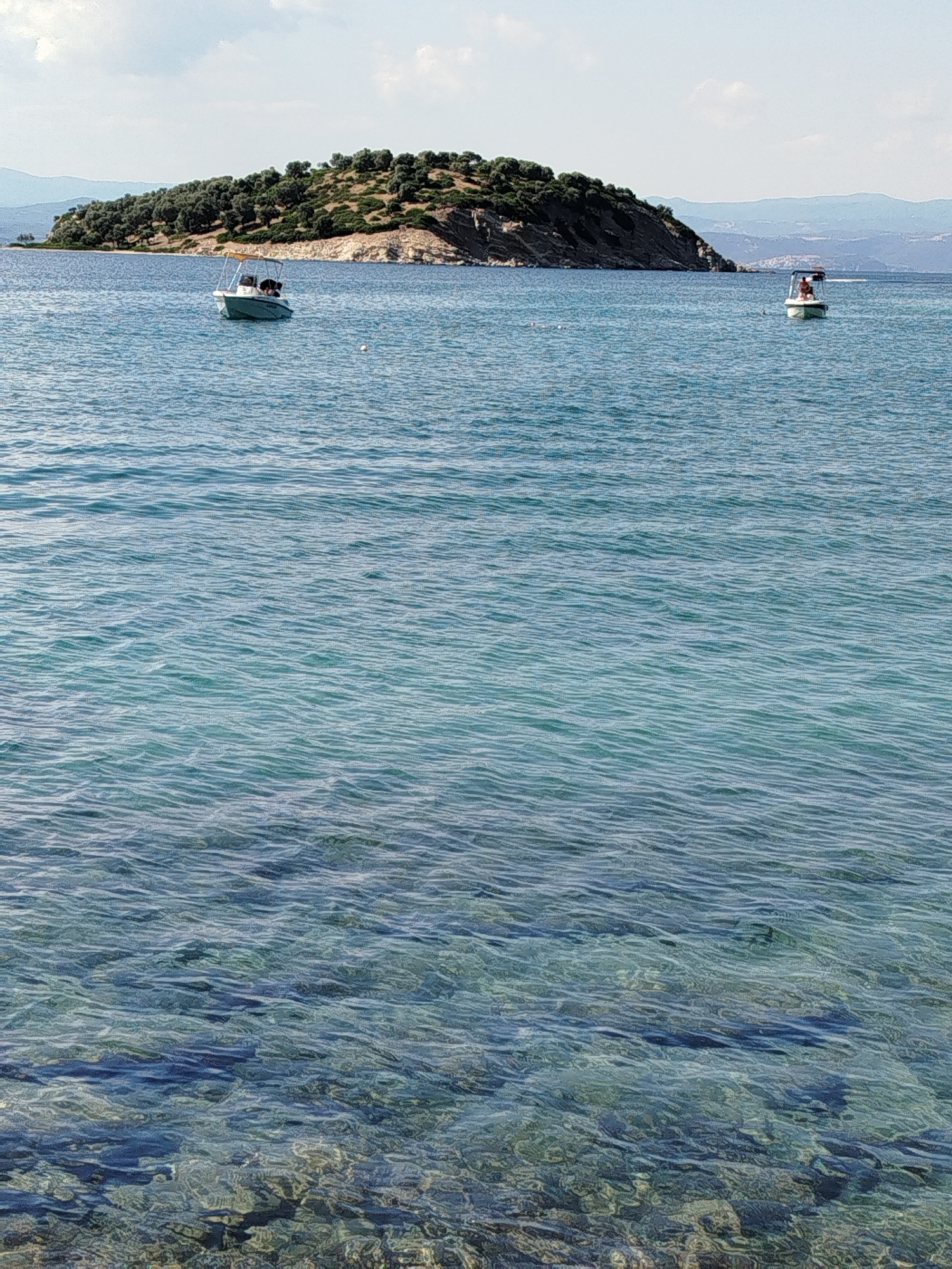 Sithonia coastline: clear water, rocky shores, and dry hillsides