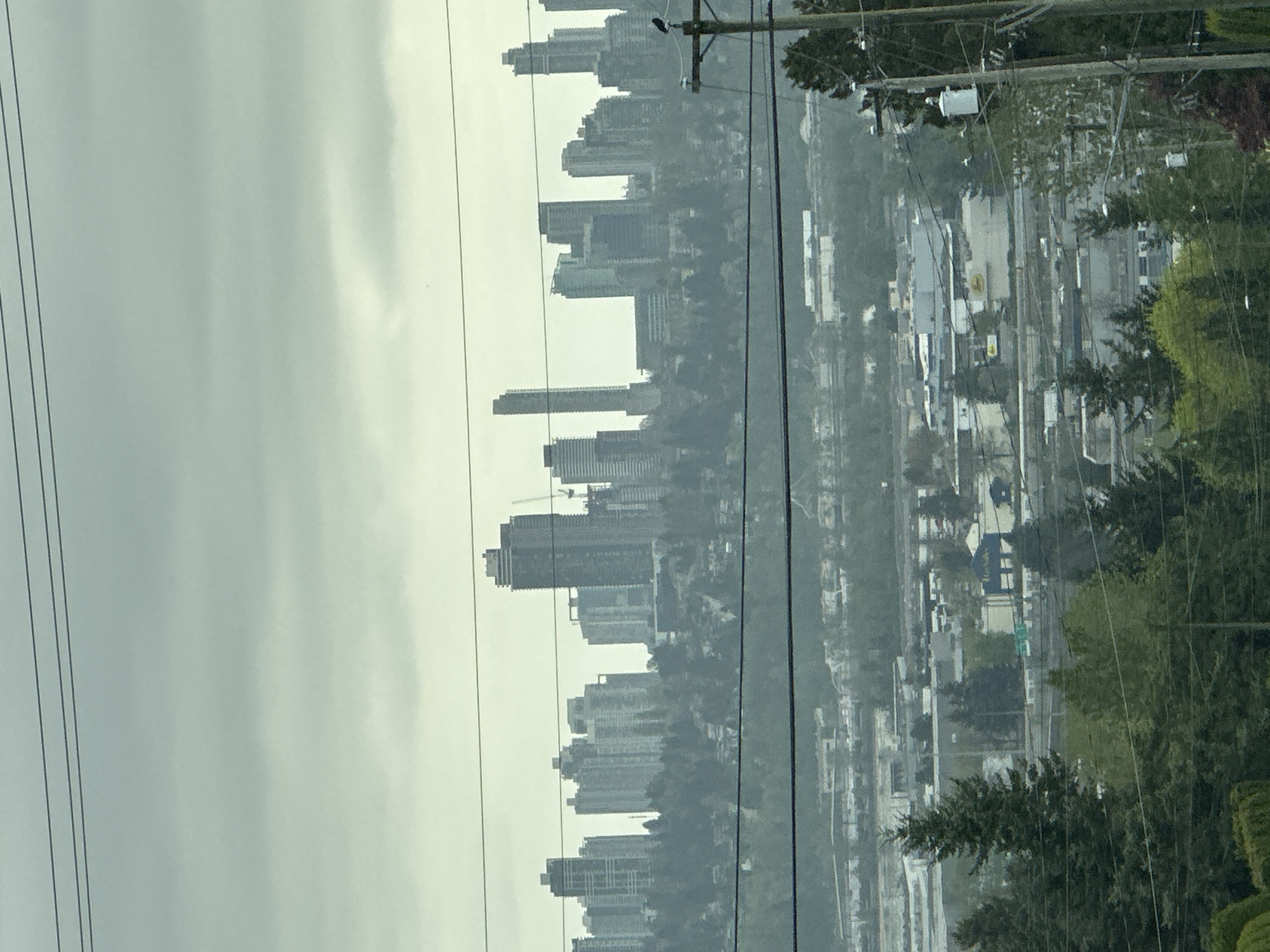 Evening cityscape views captured in Coquitlam under overcast skies