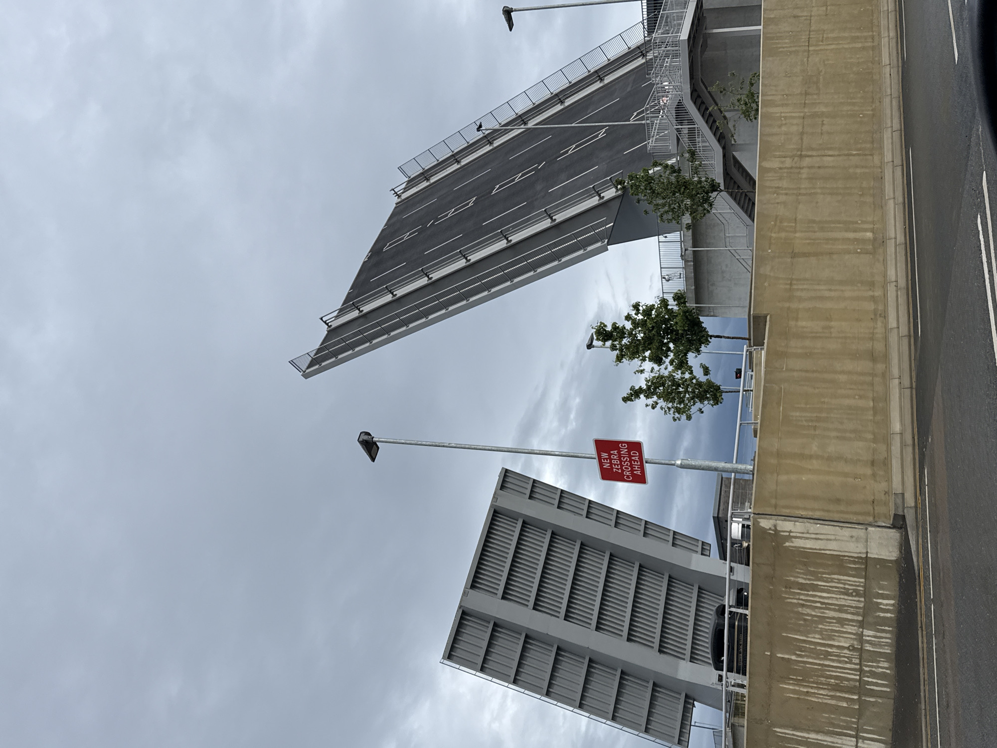 Drawbridge opens in Great Yarmouth under cloudy skies