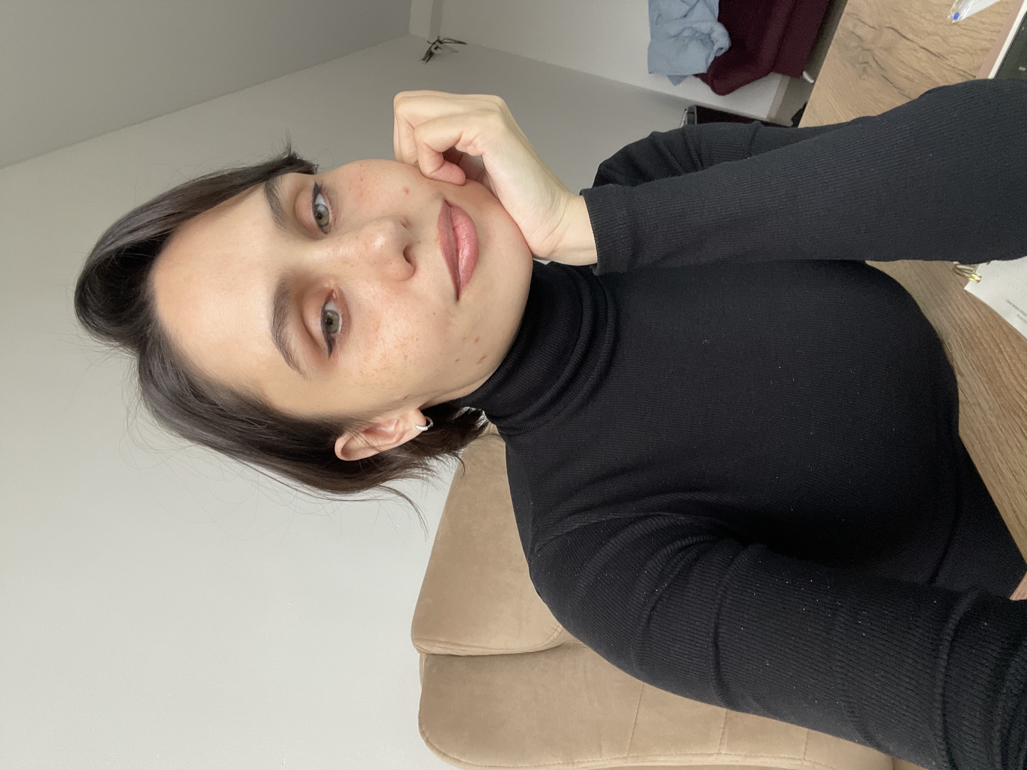 Person takes selfie in office chair in Izhevsk