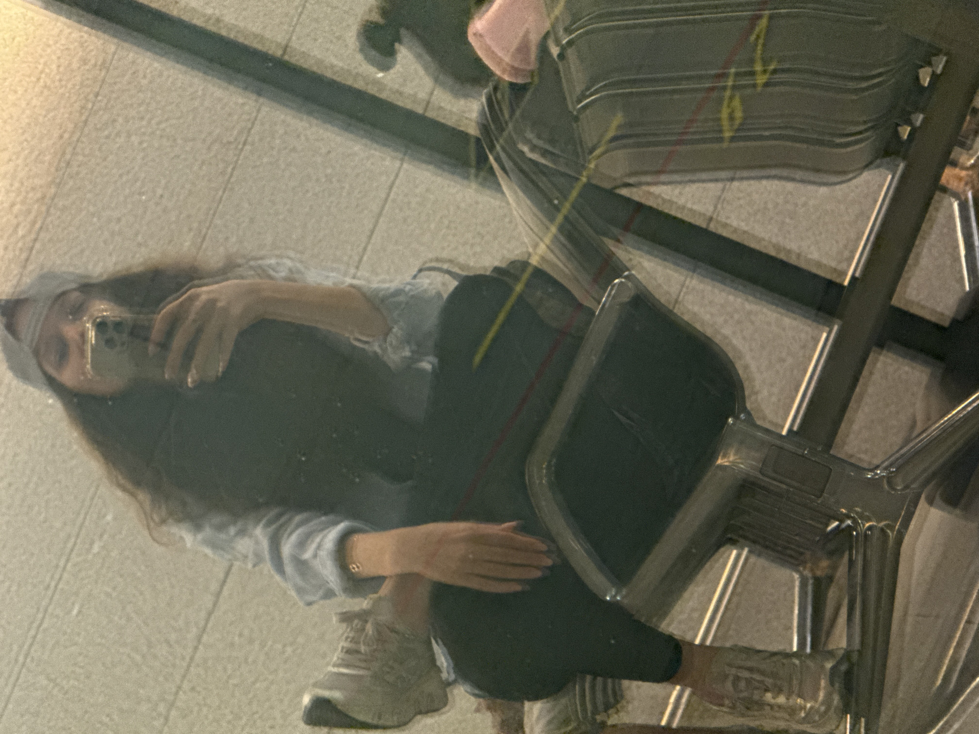 Woman takes selfies at Moscow's Vnukovo Airport