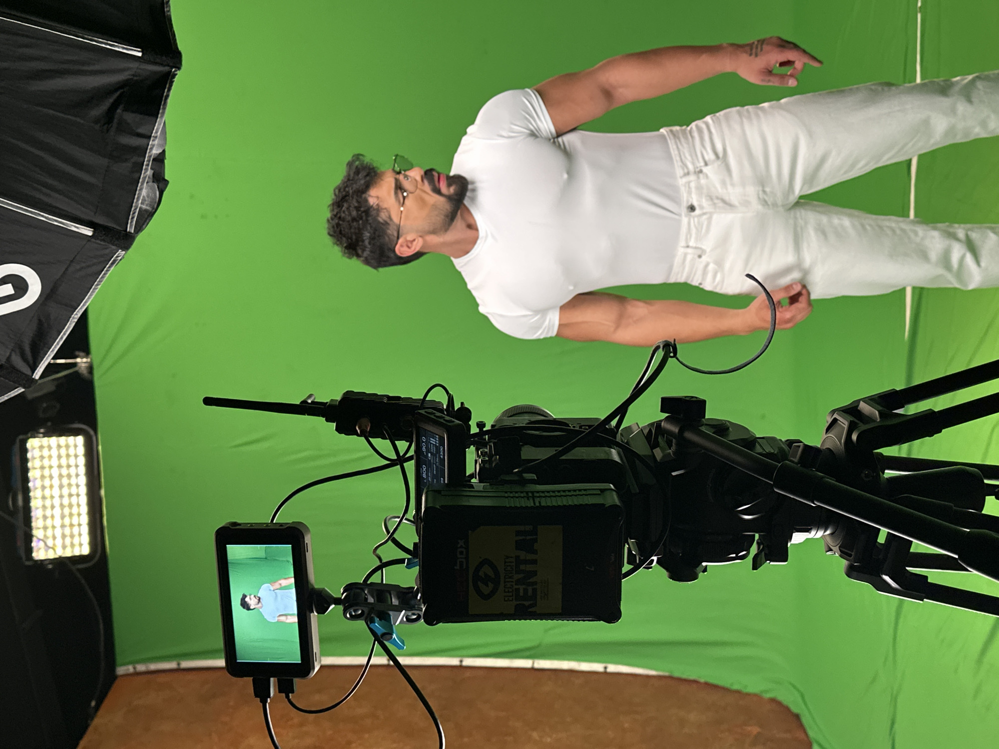 Film production underway on green screen stage in Sofia