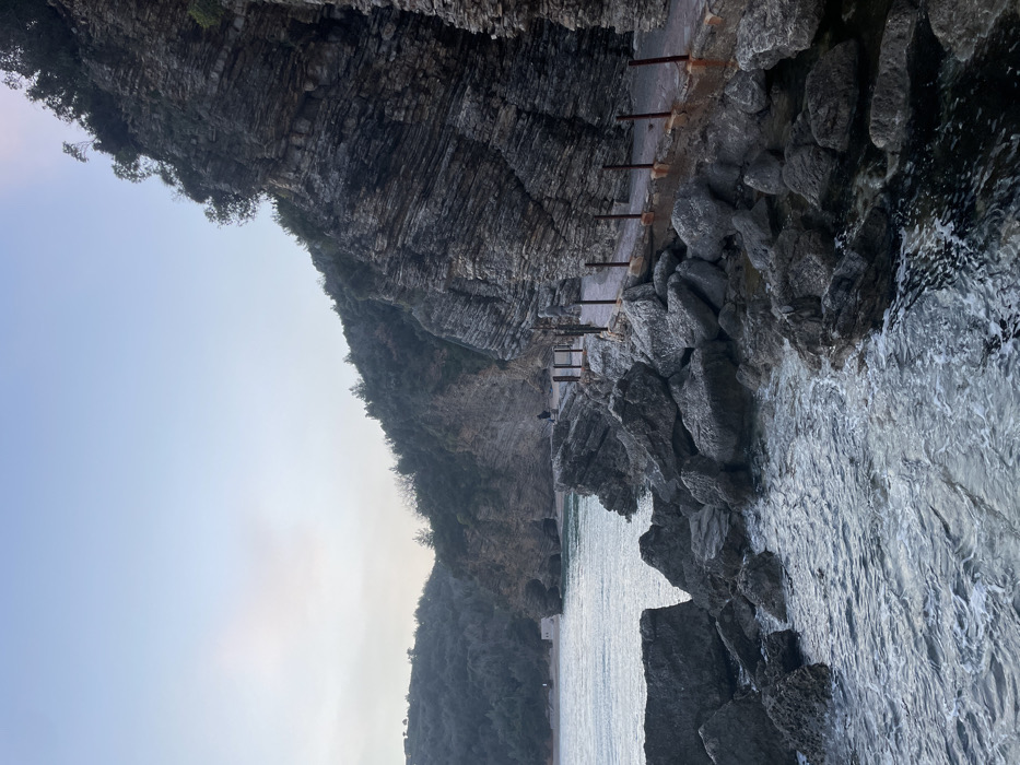 Tourist documents hour-long coastal walk through historic Budva, Montenegro