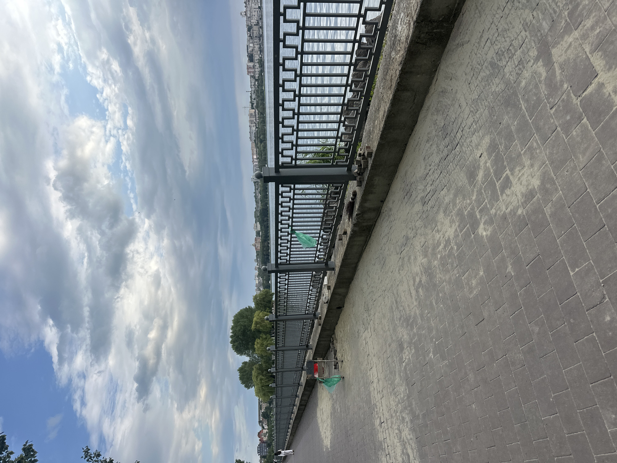 Ternopil Lake promenade and Park of Legends on a stormy summer afternoon