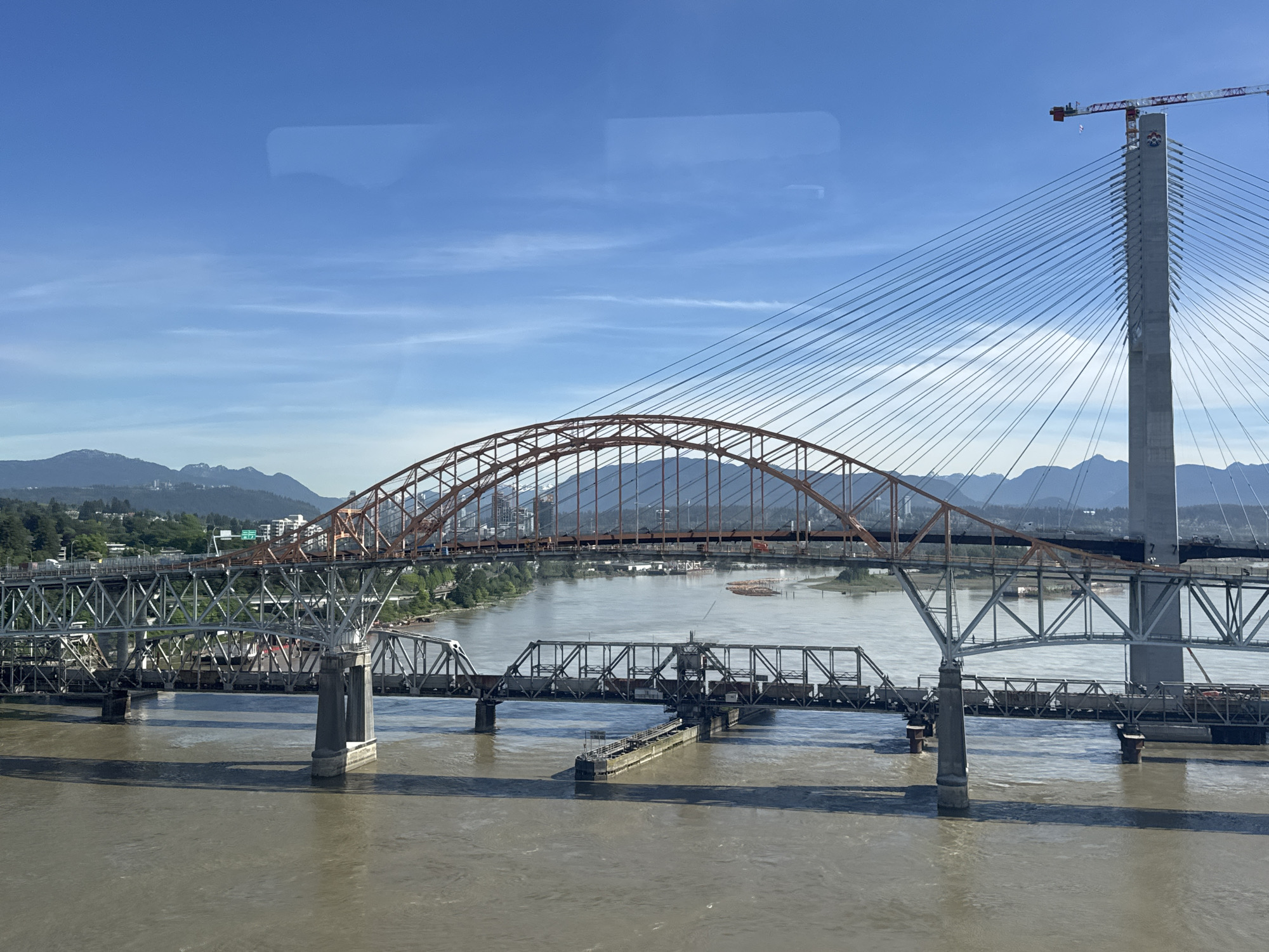 Fraser River bridges photographed from Surrey, BC
