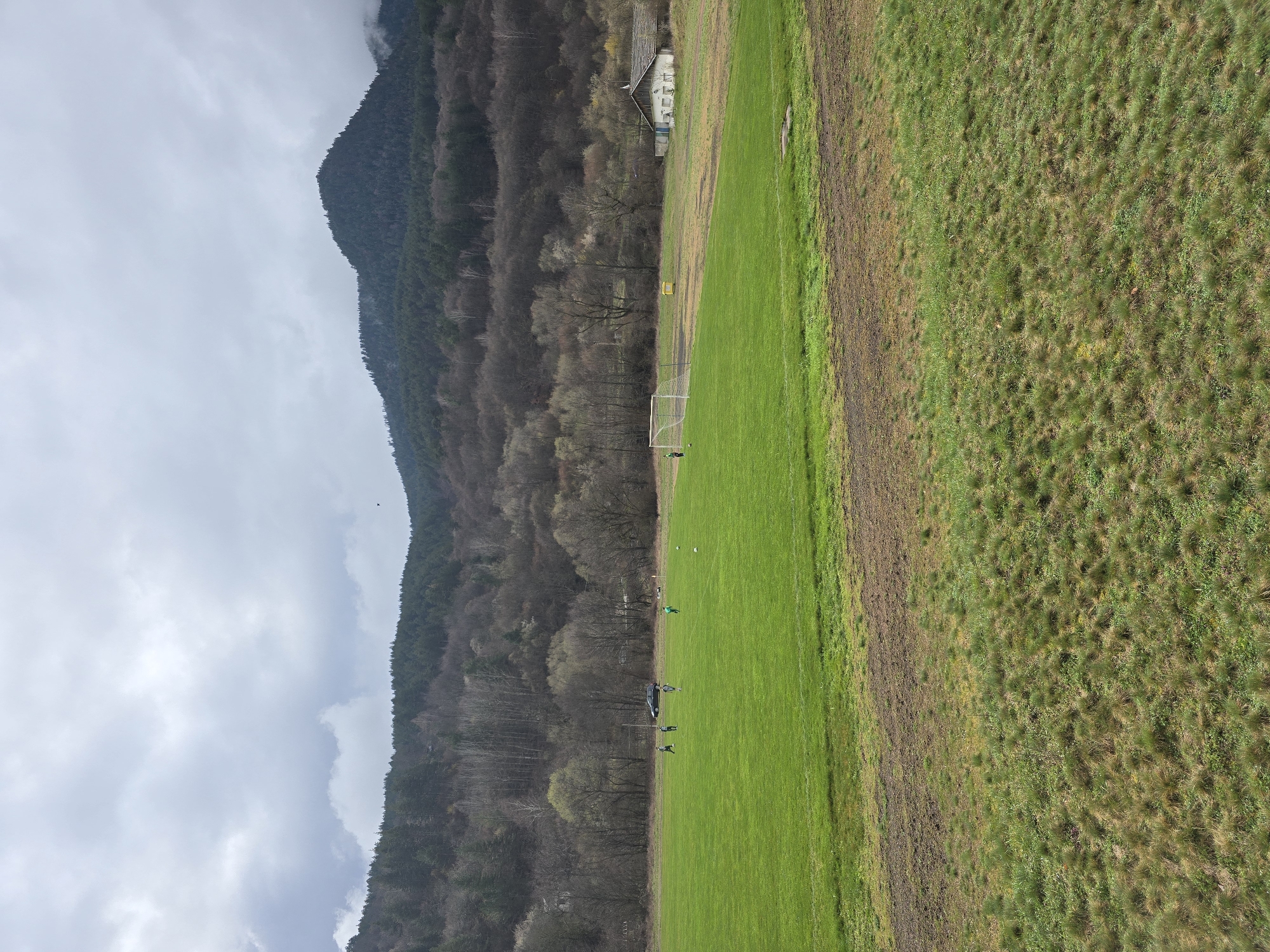 Soccer field captured amid mountain landscape in Devin, Bulgaria