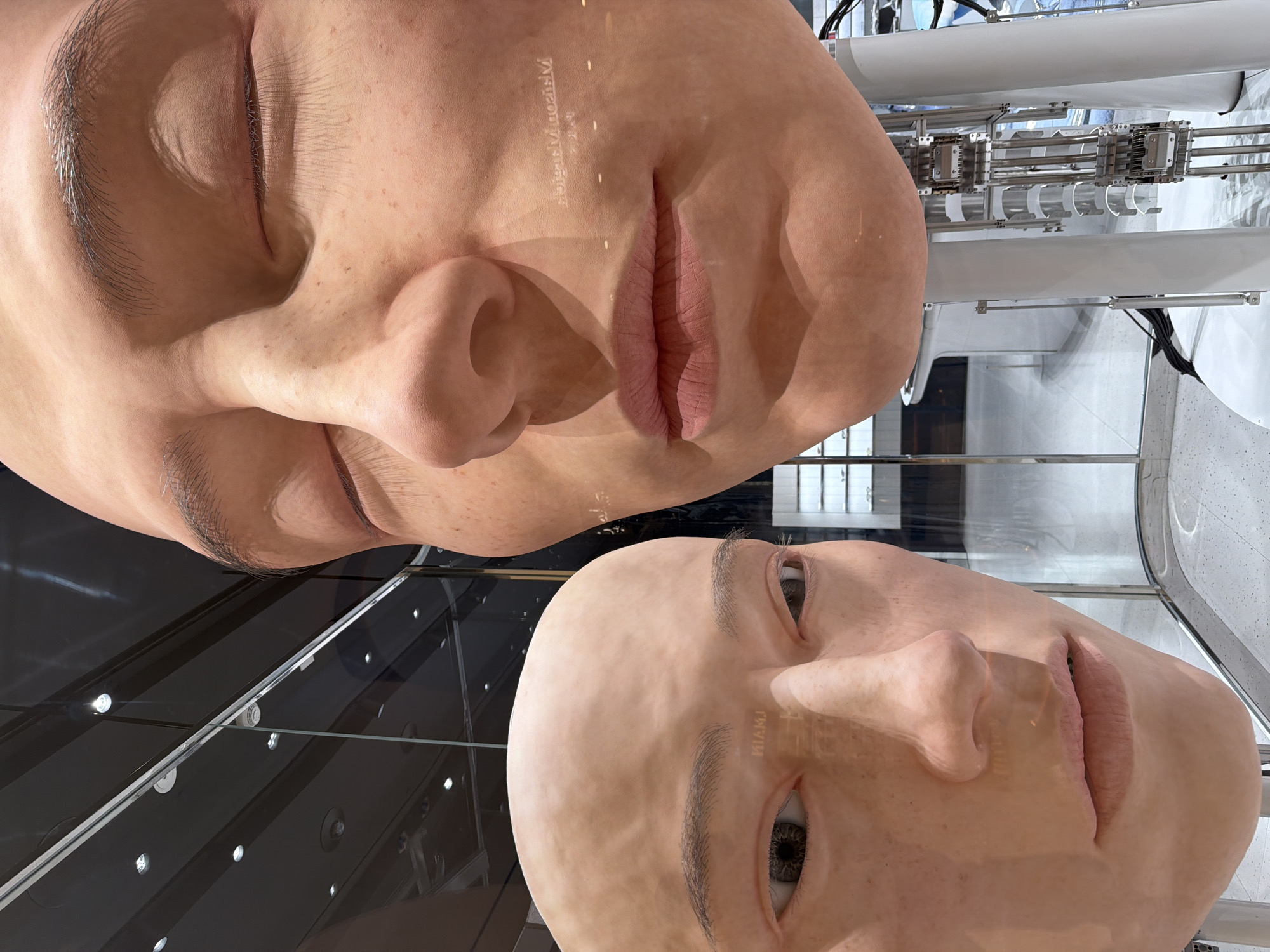 Oversized mannequin head sculptures on display in Dubai