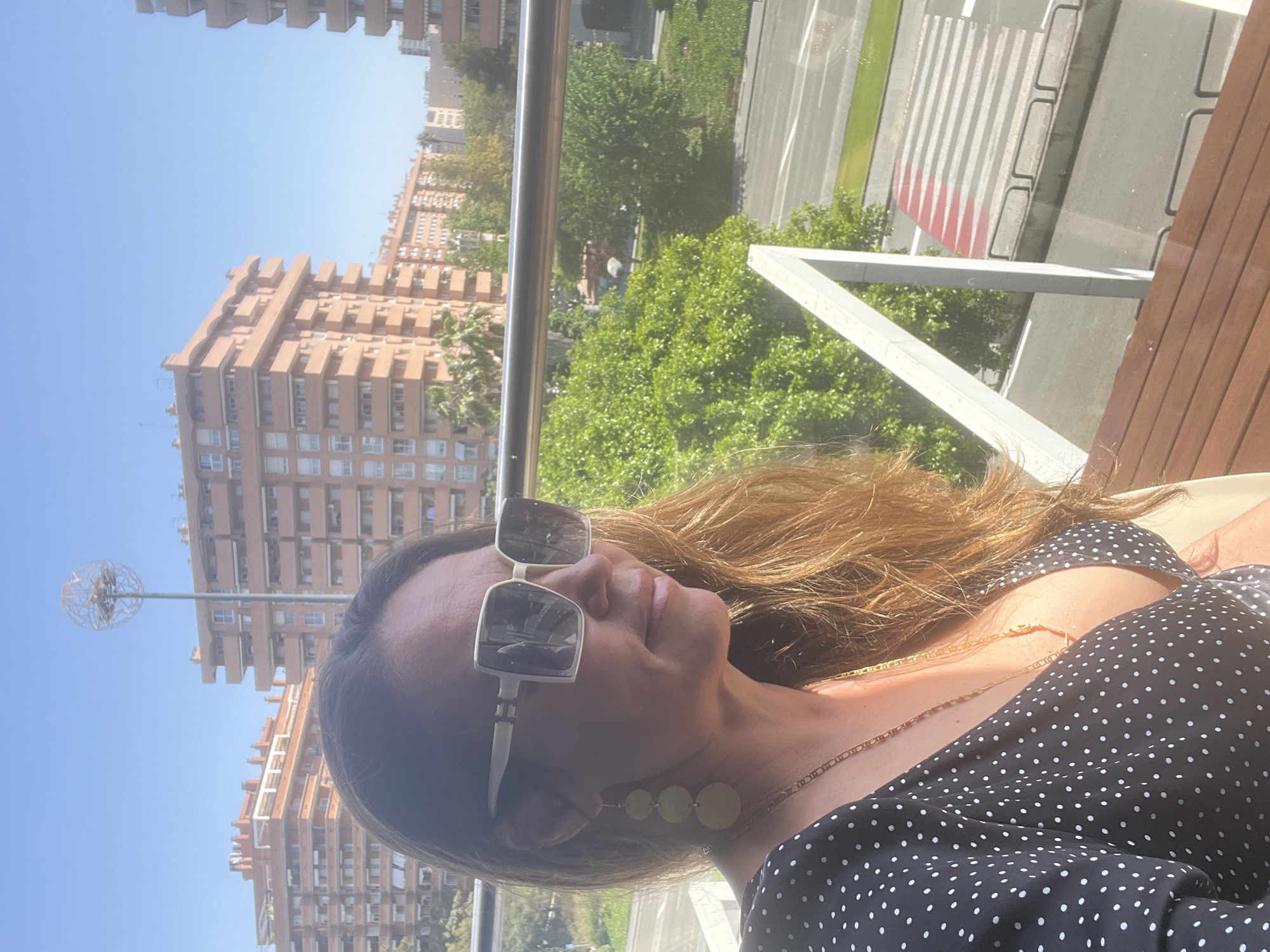Woman in polka dots spotted around Tarragona during morning outing