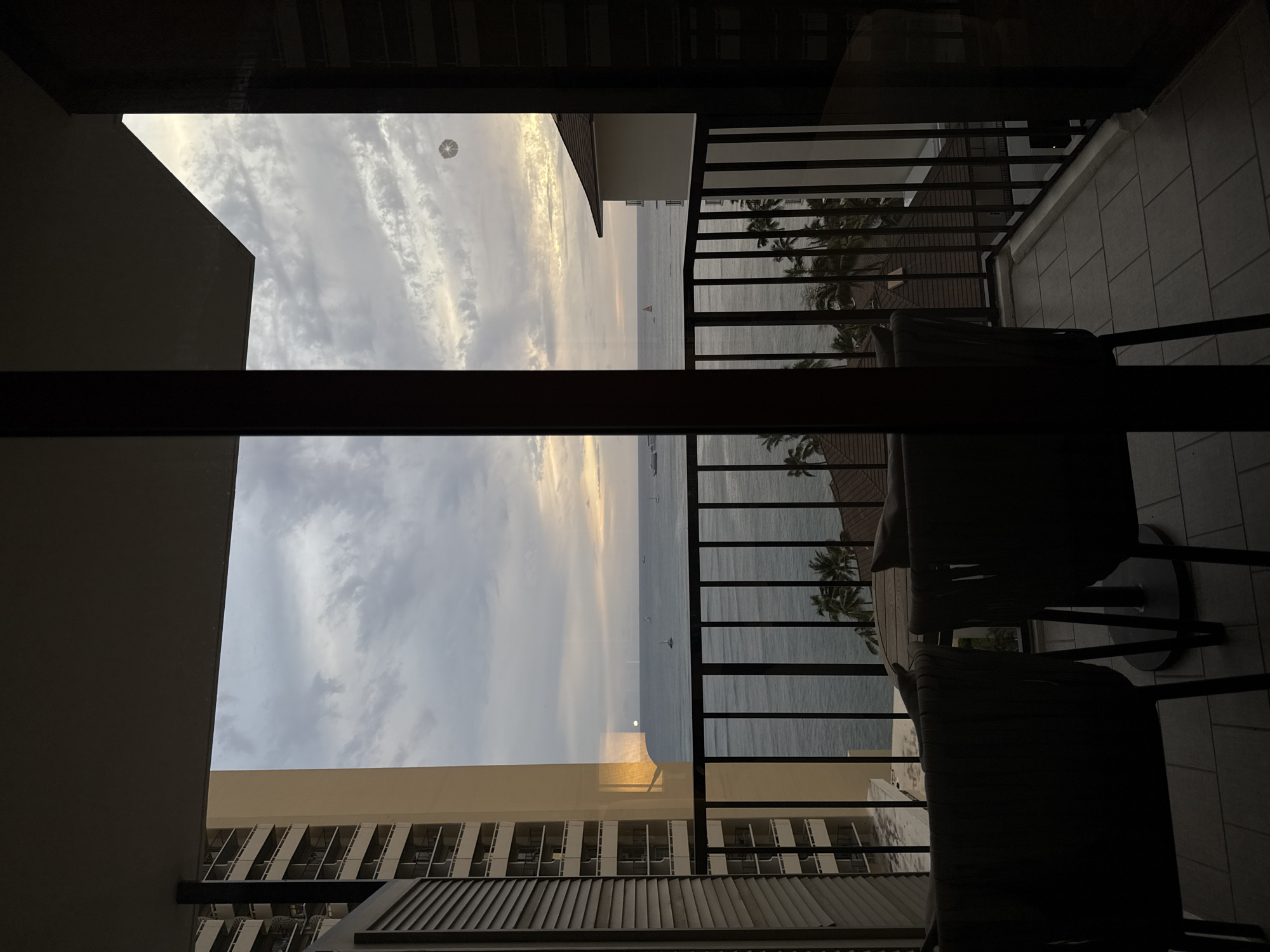 Early morning coastal views captured from Honolulu balcony