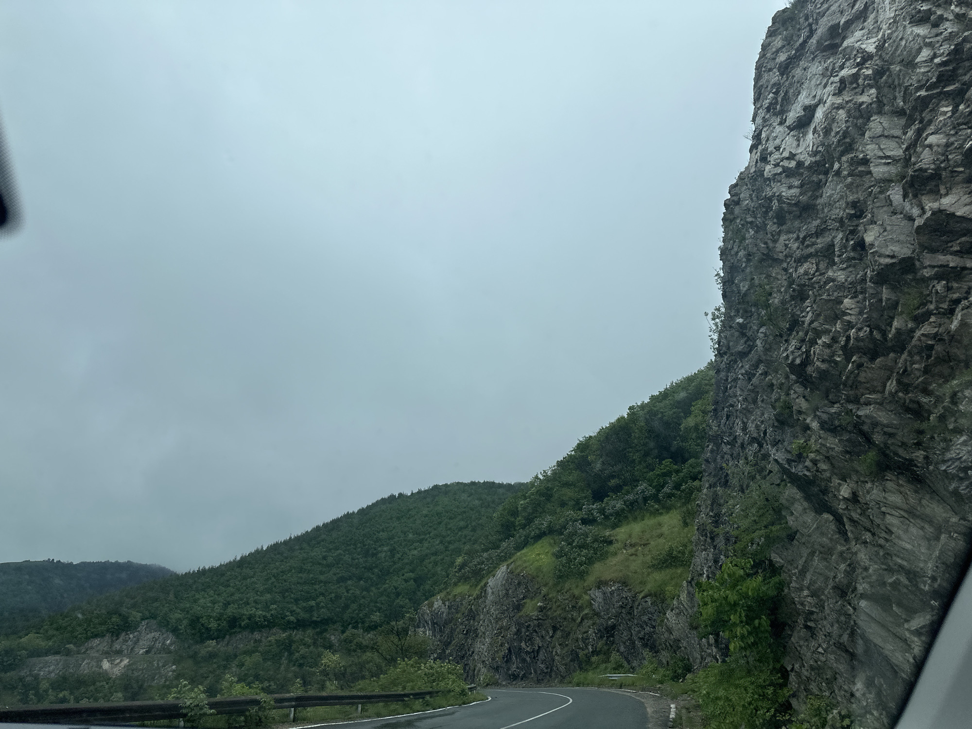 Morning drive documented through mountainous Karnare, Bulgaria countryside