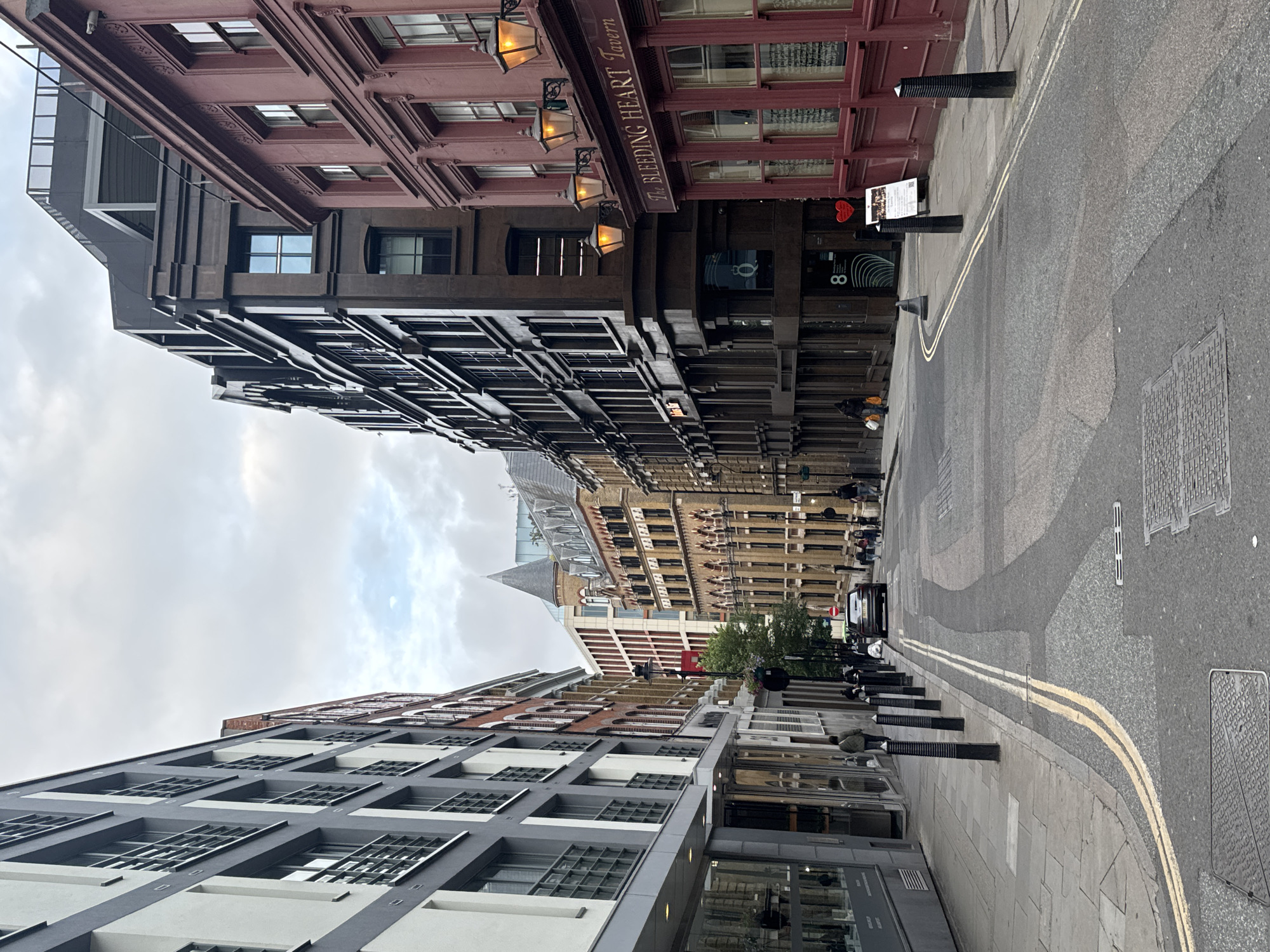 London street scene captured under overcast evening sky