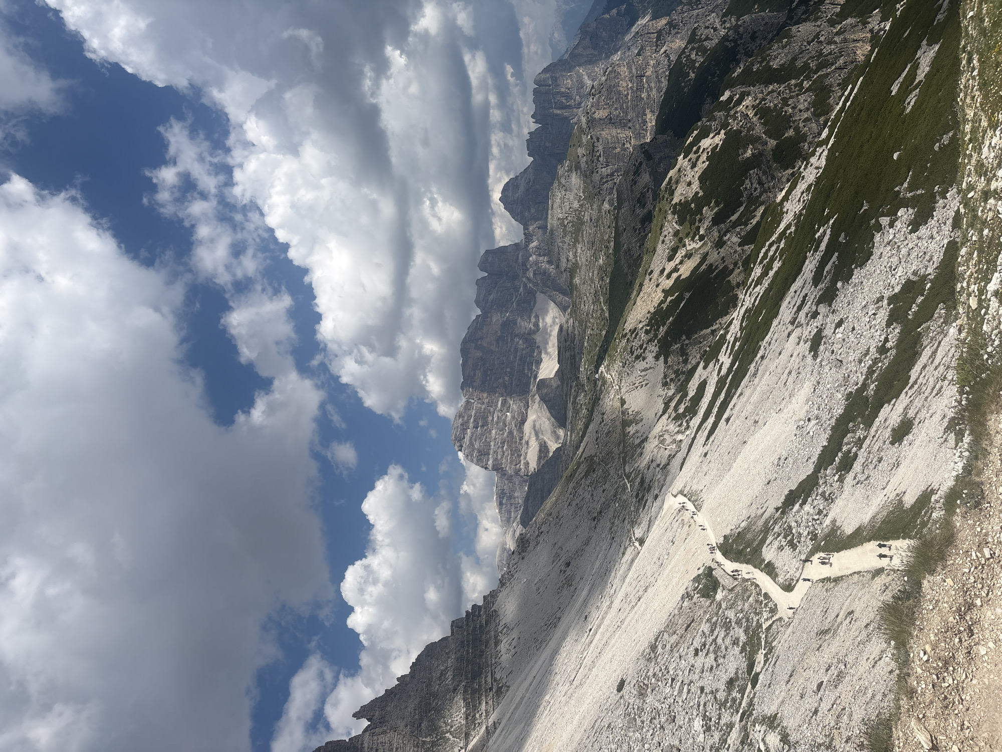 Hiking and exploring the Dolomites on a sunny morning