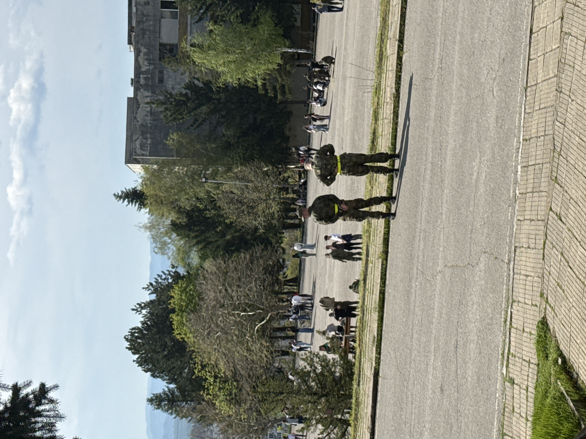 Military personnel spotted in outdoor area with clear skies