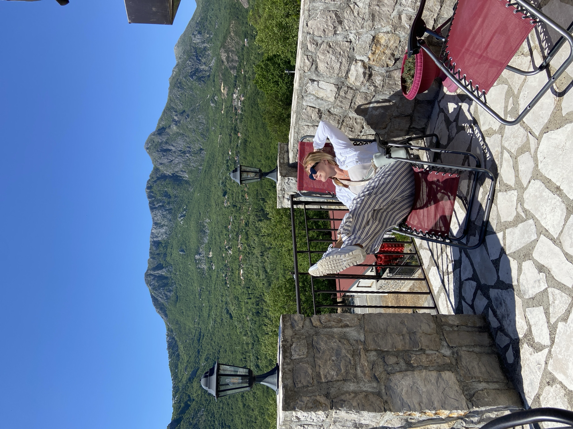 Morning relaxation captured at Montenegro mountain home terrace