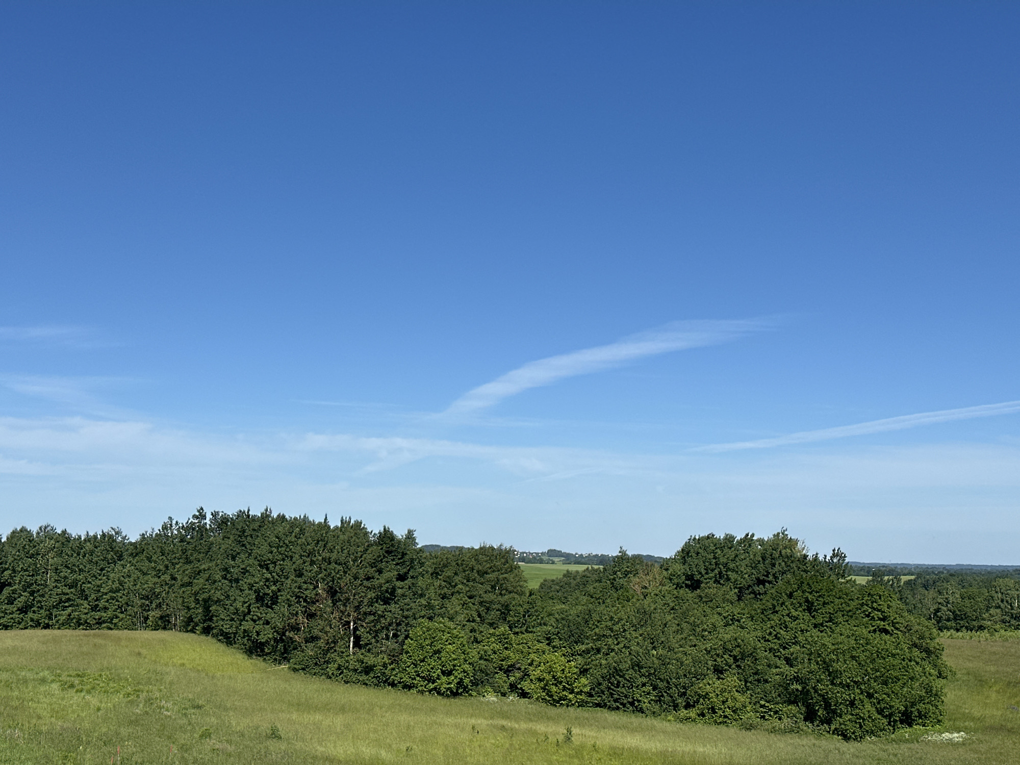 Rural Belarus countryside on a clear summer morning