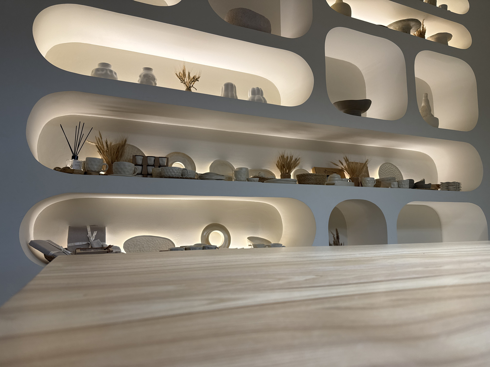 Interior commercial space documented across four photographs in Russia