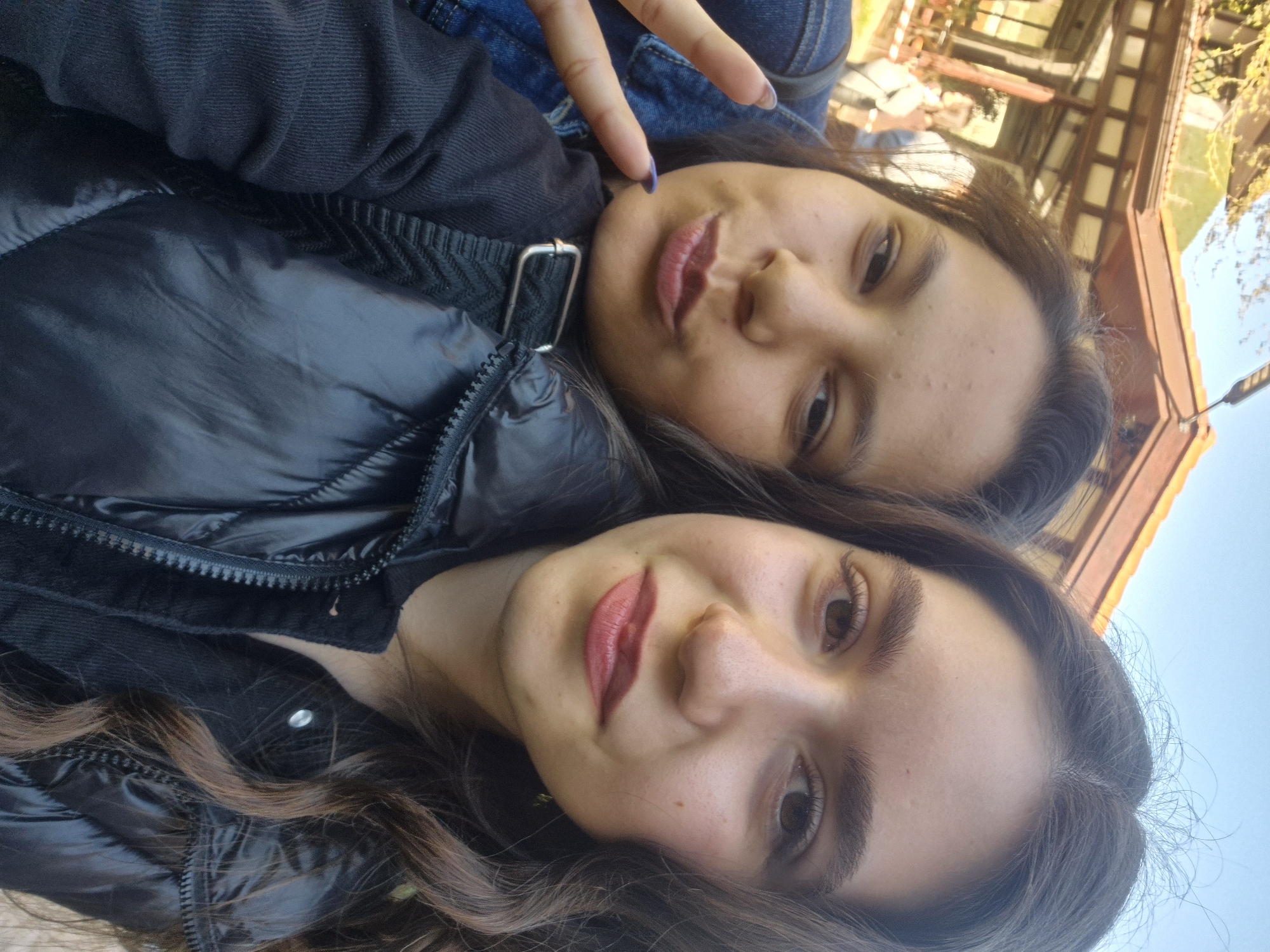 Women take selfie in courtyard, Devin Bulgaria