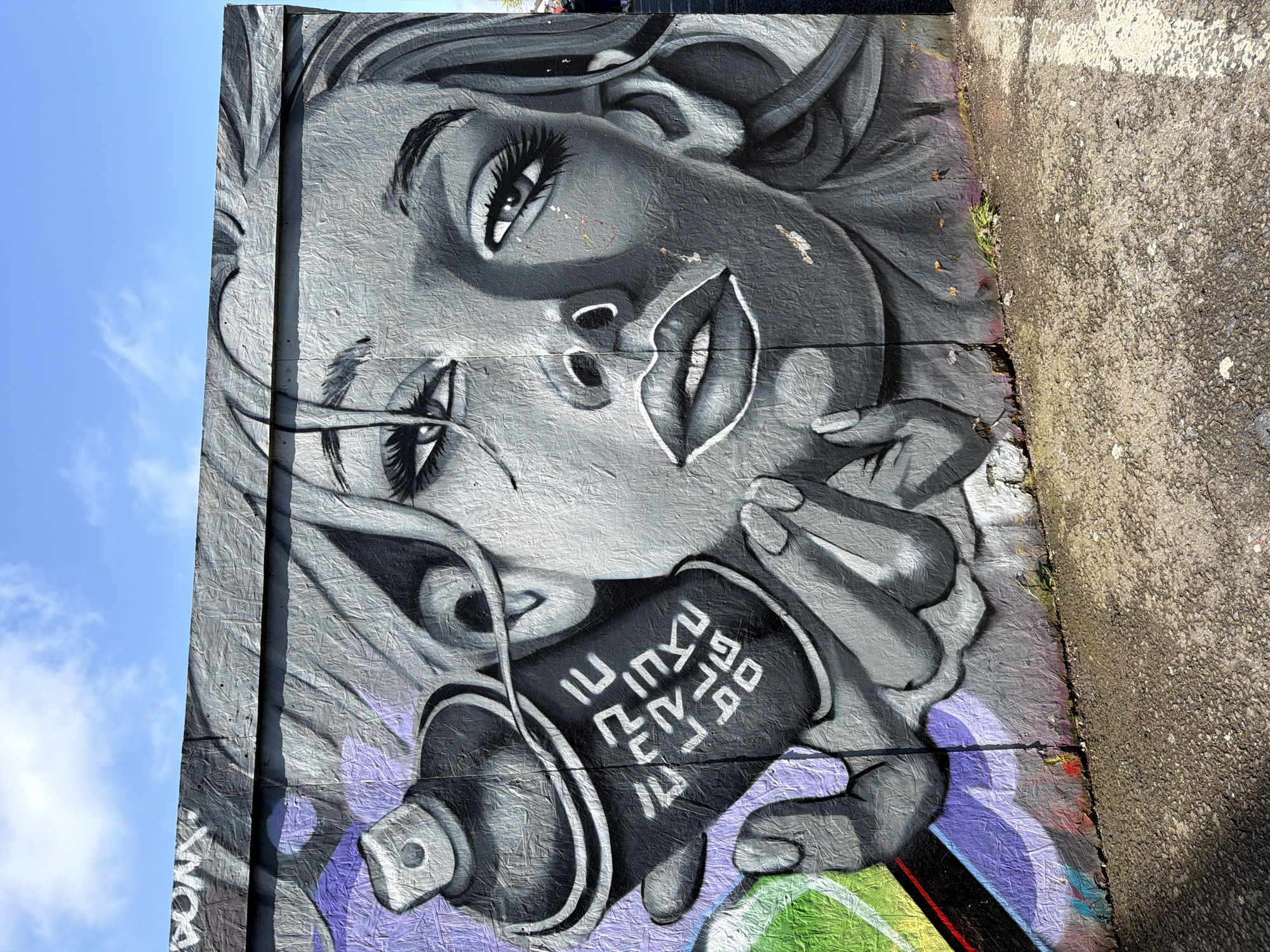 Street art mural of woman with spray can spotted in Cork
