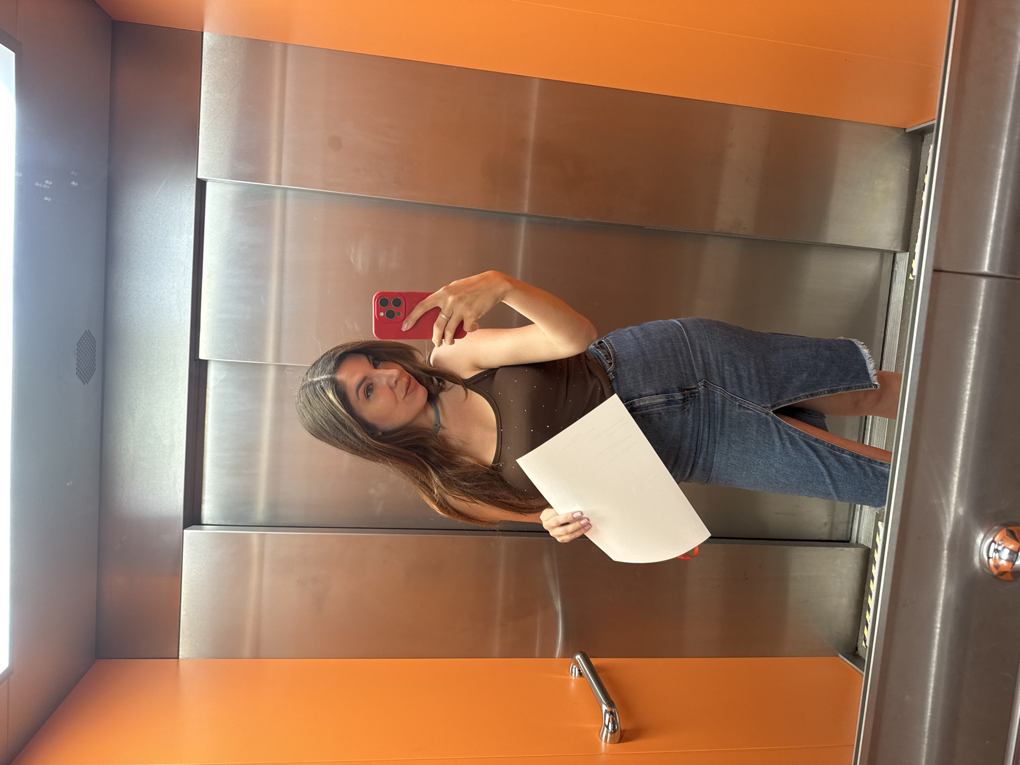 Elevator selfie and church stained glass, Kryvyi Rih