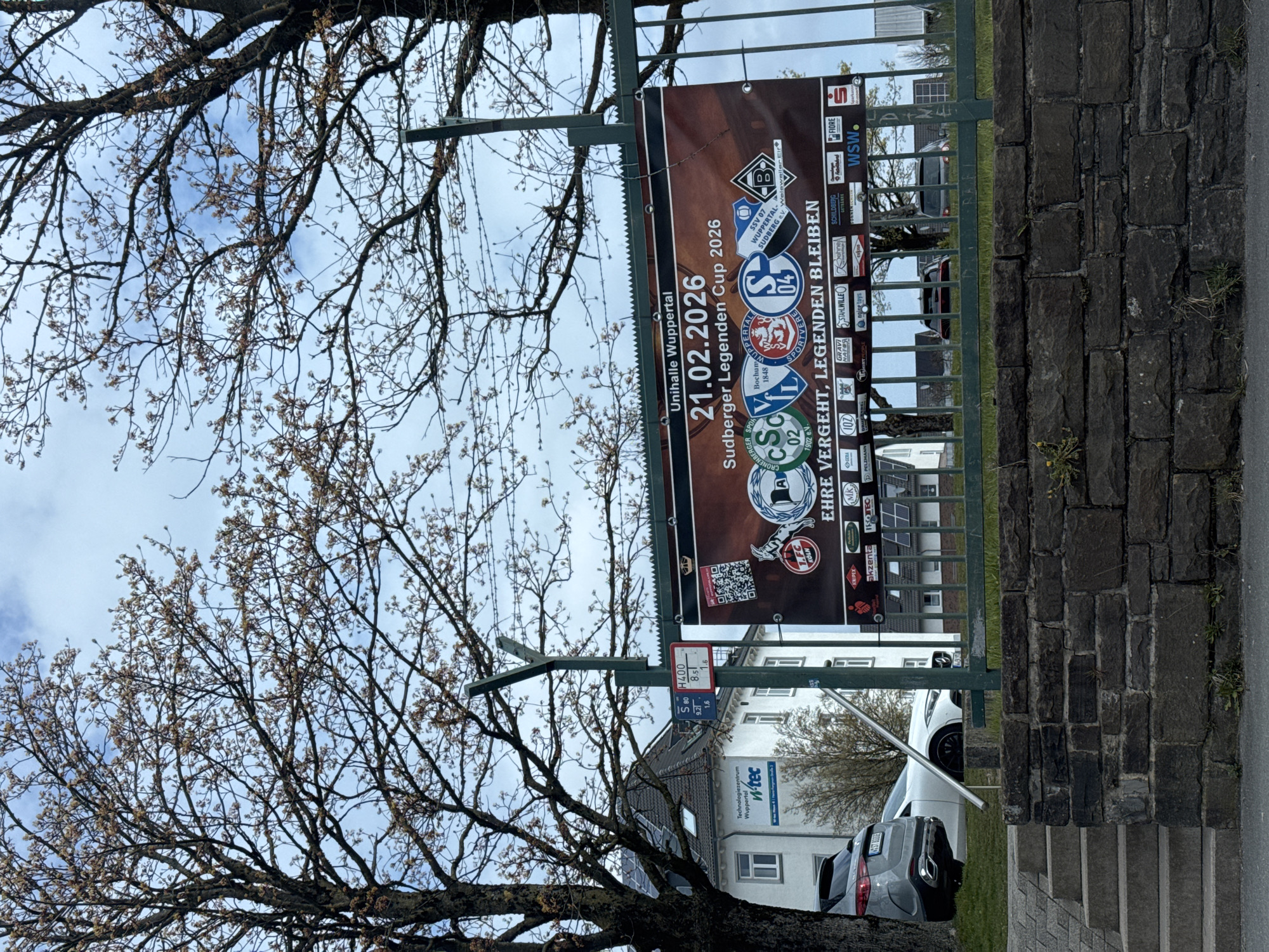 Football tournament banner spotted at Wuppertal sports venue