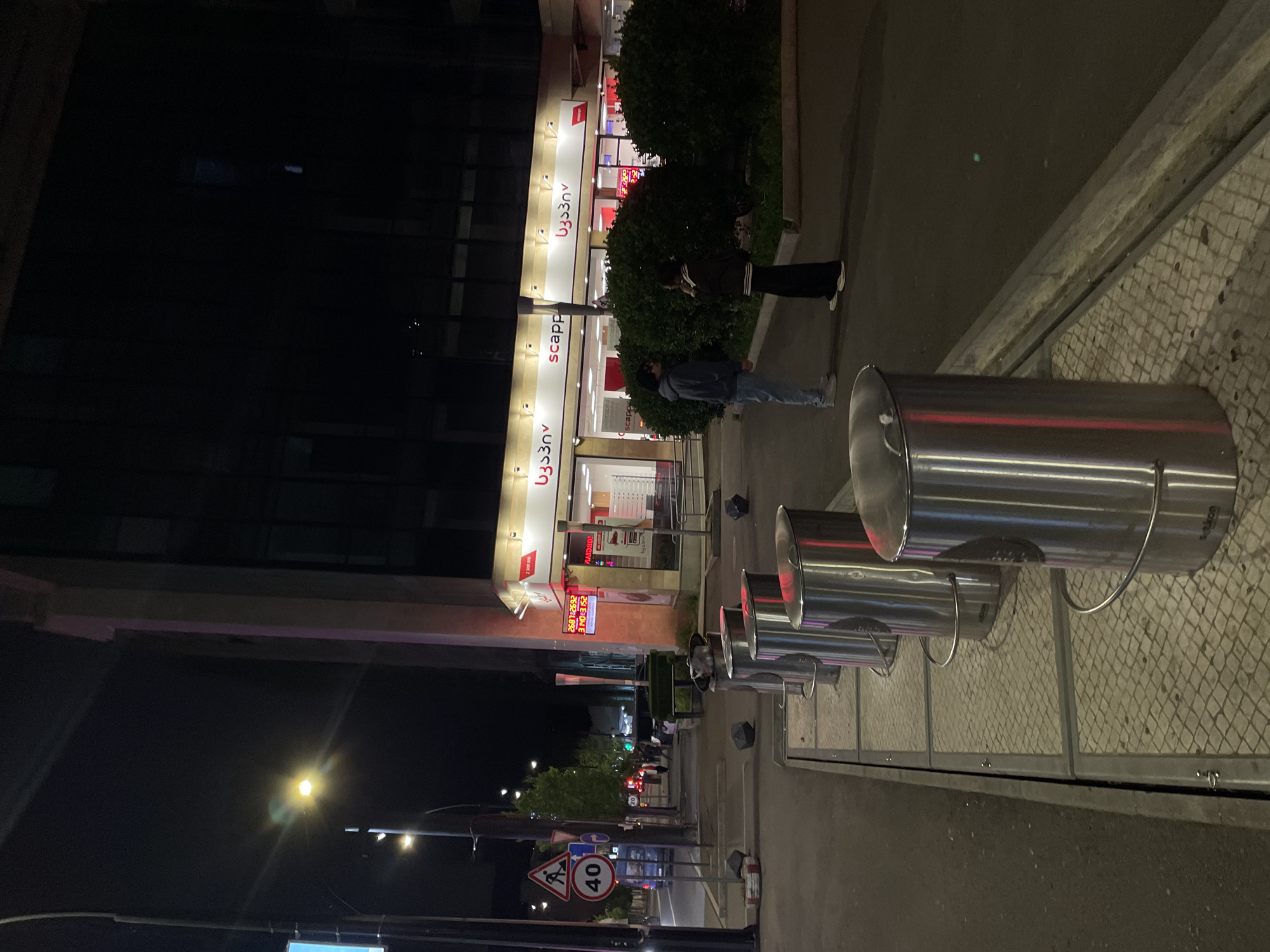 Nighttime urban documentation captures quiet Tbilisi streets and infrastructure