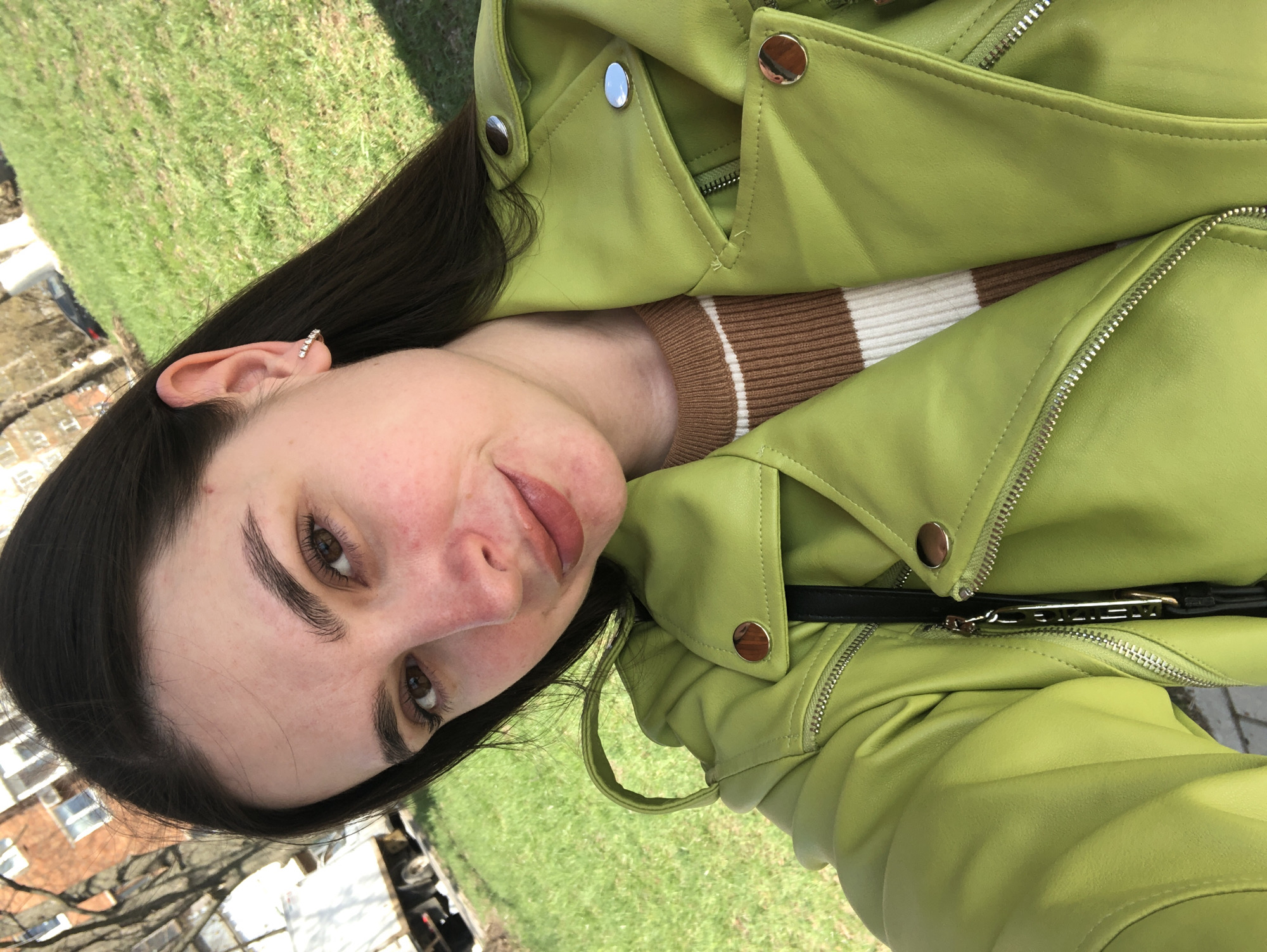 Woman documents sunny park visit in Votkinsk, Russia