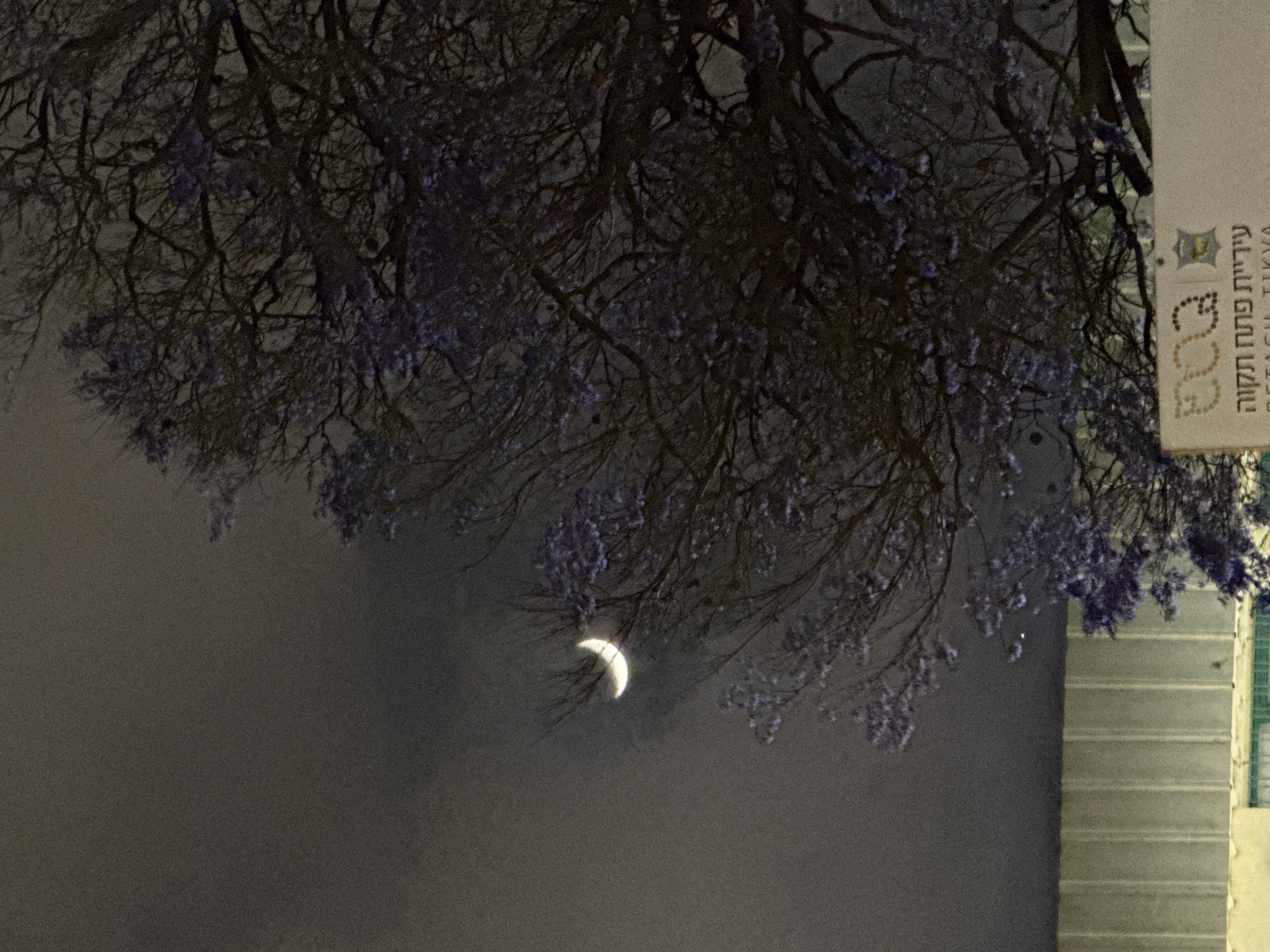 Crescent moon observed over Petah Tikva on May evening
