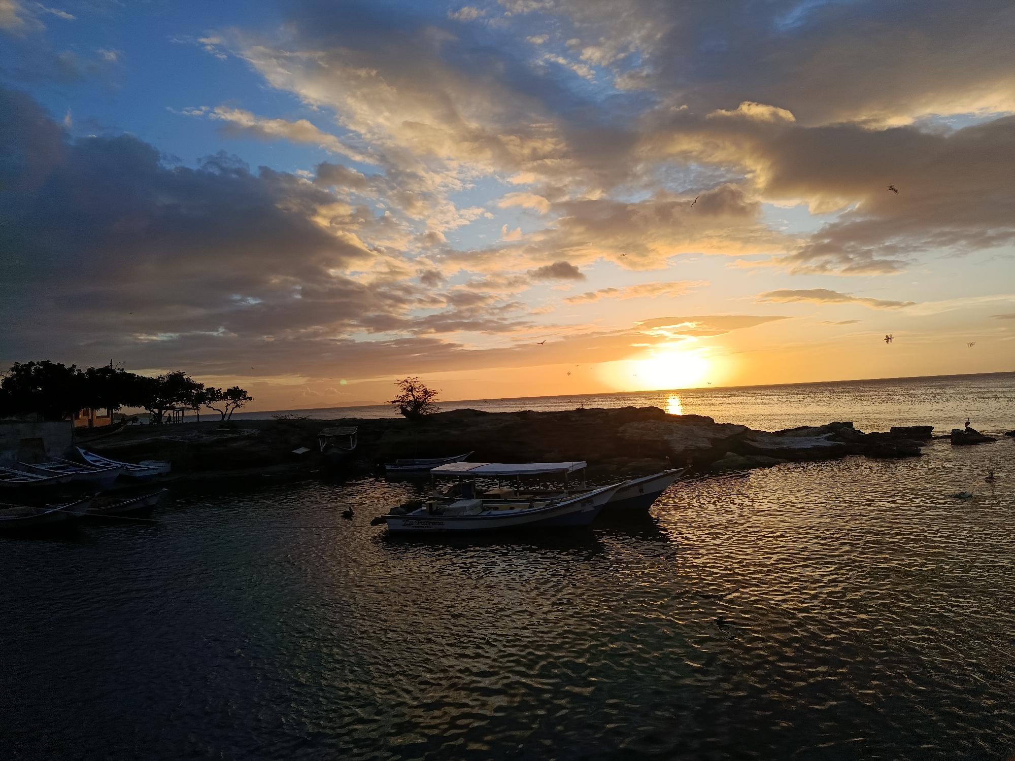 Golden sunset over Juan Griego bay, Venezuela